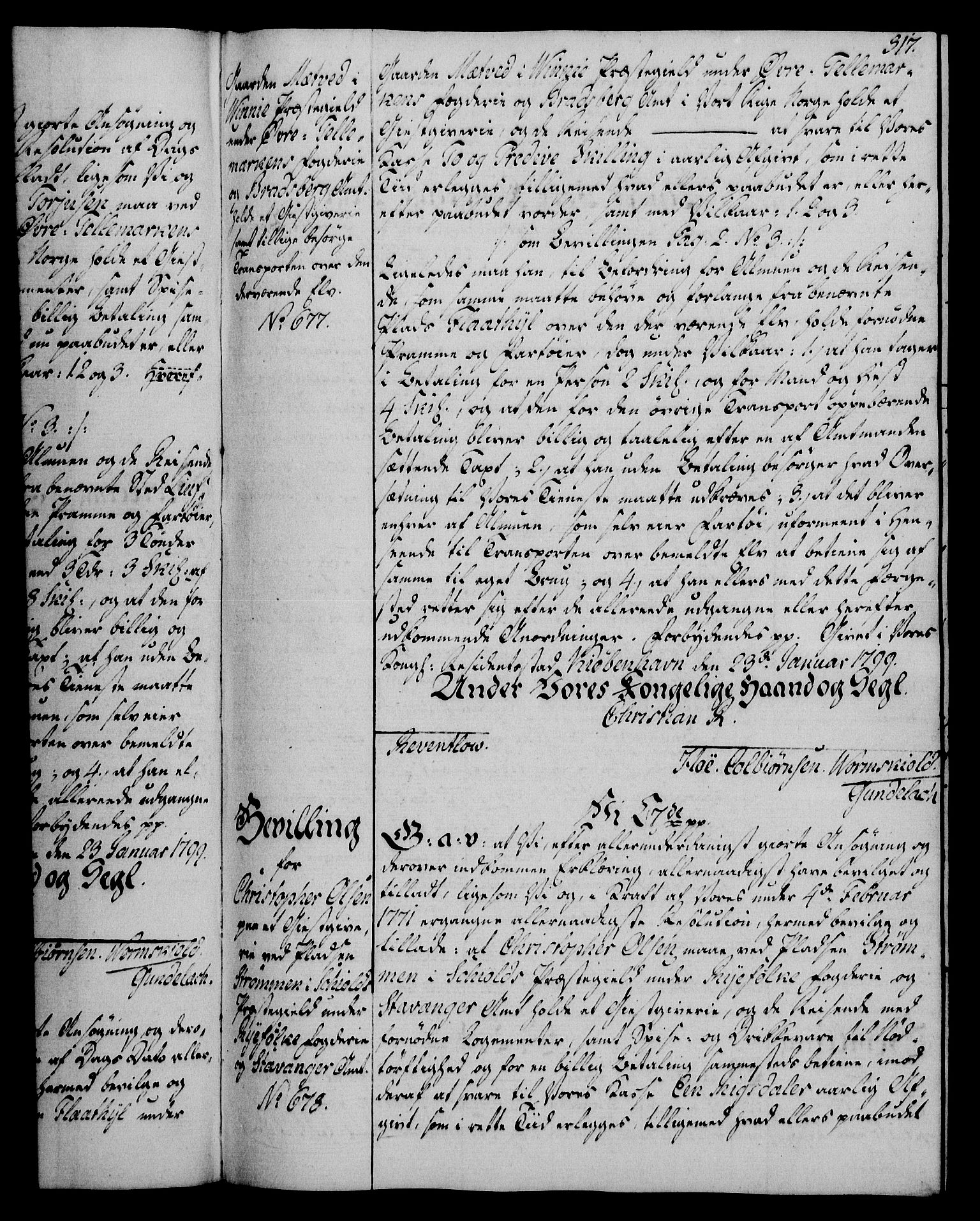 Rentekammeret, Kammerkanselliet, RA/EA-3111/G/Gg/Gga/L0016: Norsk ekspedisjonsprotokoll med register (merket RK 53.16), 1794-1800, p. 317