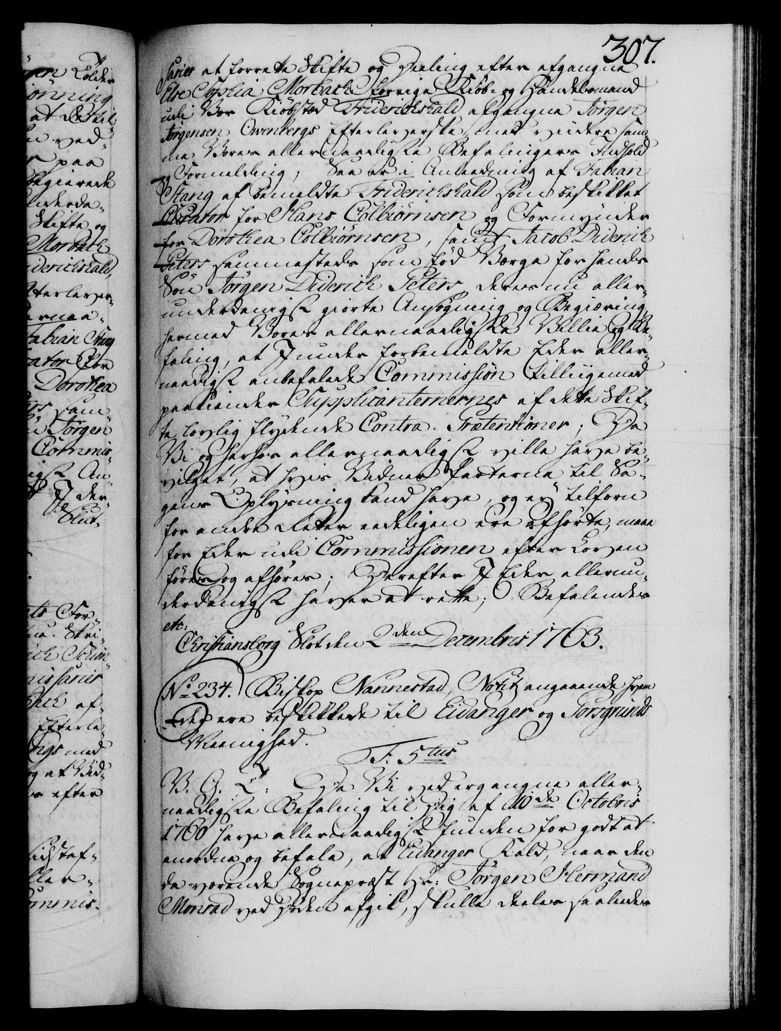 Danske Kanselli 1572-1799, RA/EA-3023/F/Fc/Fca/Fcab/L0037: Norske tegnelser, 1762-1766, p. 307a