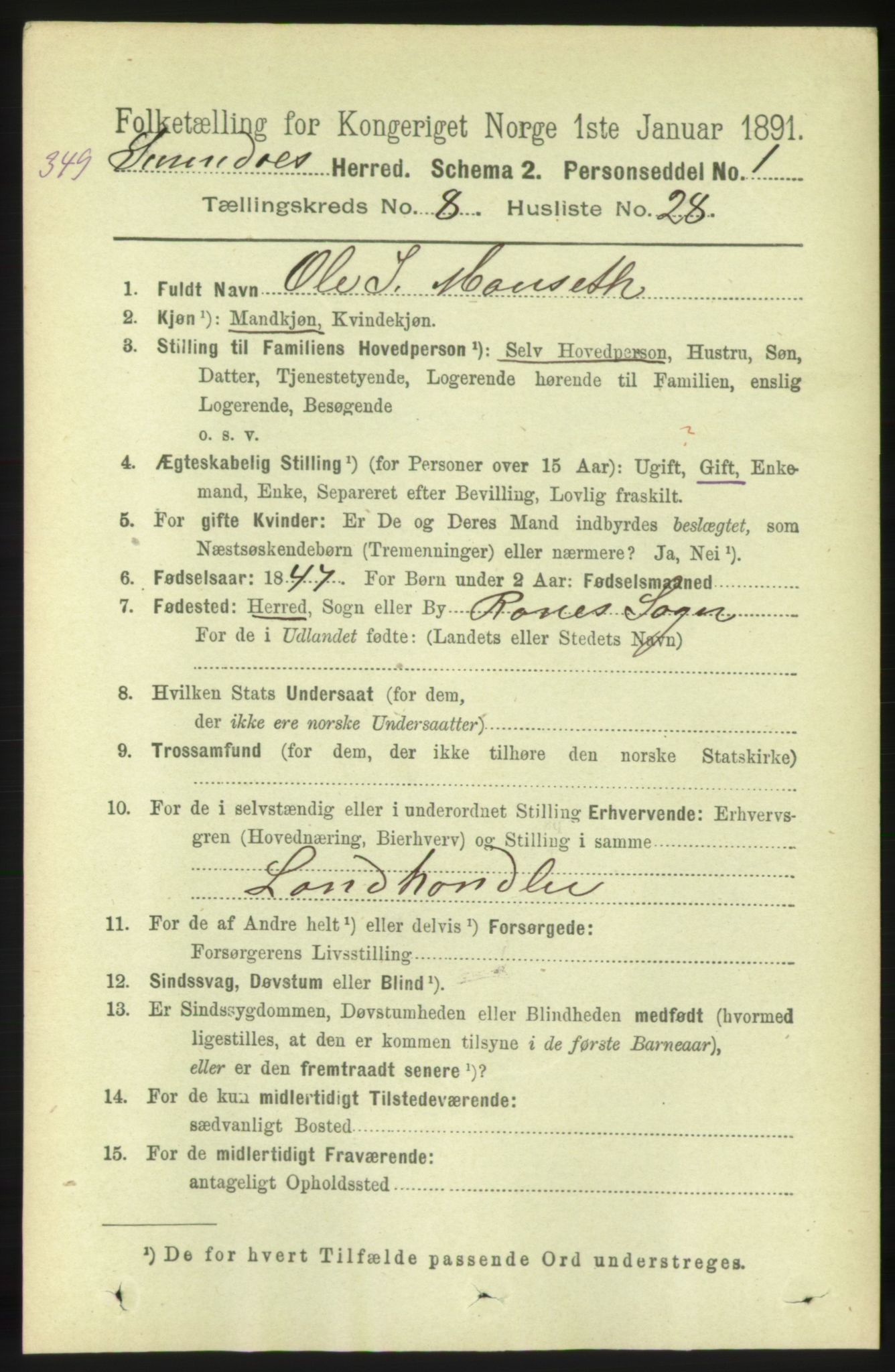 RA, 1891 census for 1566 Surnadal, 1891, p. 2239