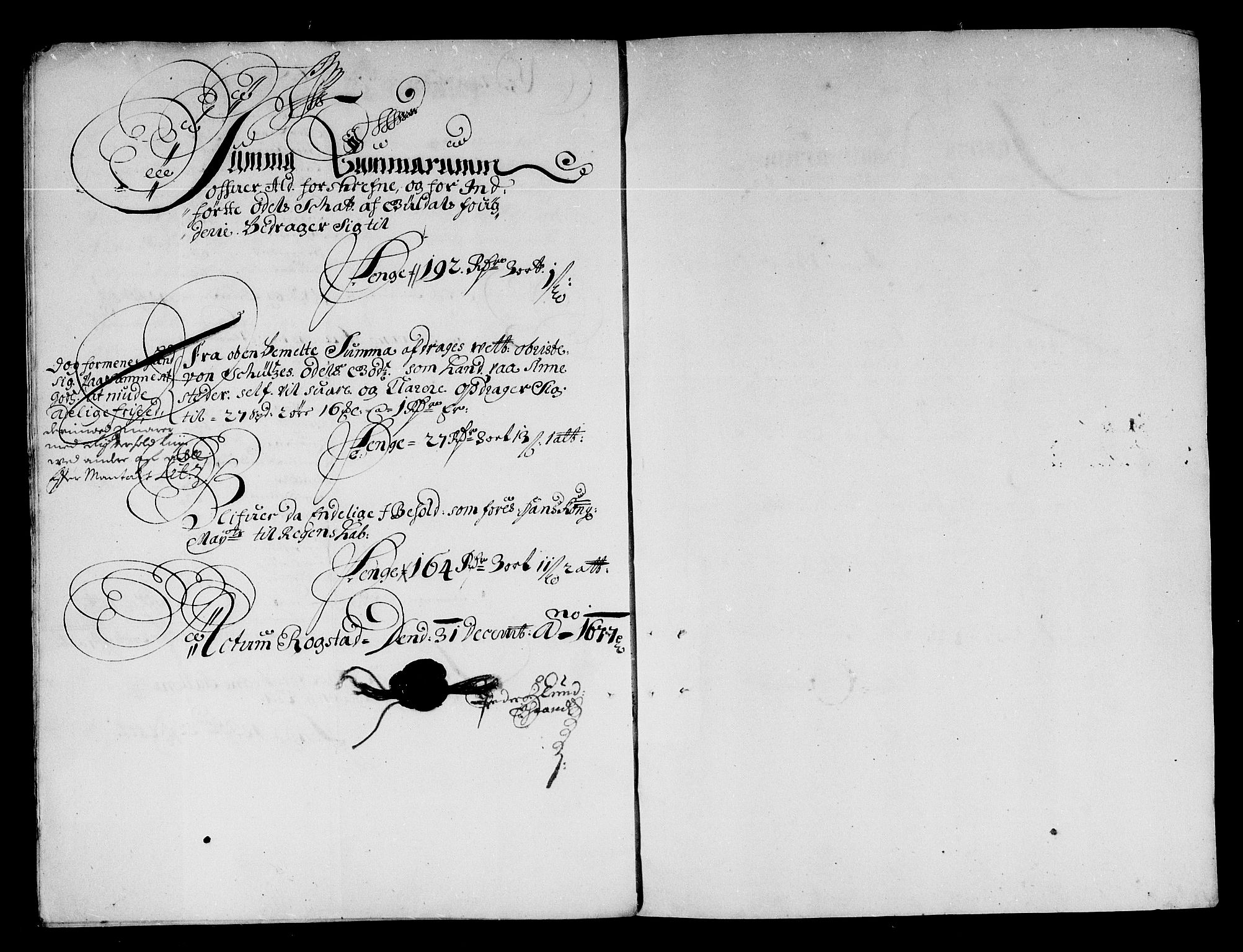 Rentekammeret inntil 1814, Reviderte regnskaper, Stiftamtstueregnskaper, Trondheim stiftamt og Nordland amt, AV/RA-EA-6044/R/Re/L0046: Trondheim stiftamt og Nordland amt, 1677