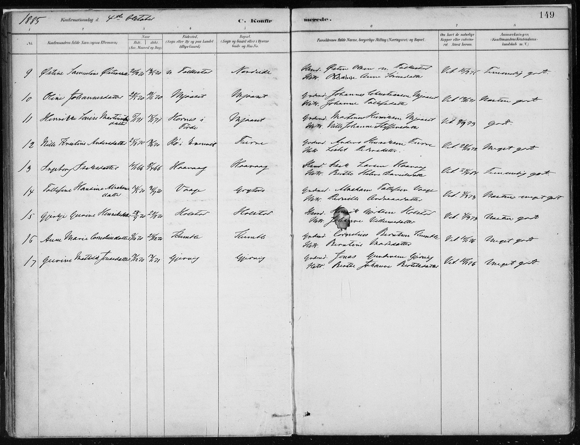 Askvoll sokneprestembete, AV/SAB-A-79501/H/Haa/Haab/L0002: Parish register (official) no. B 2, 1879-1909, p. 149