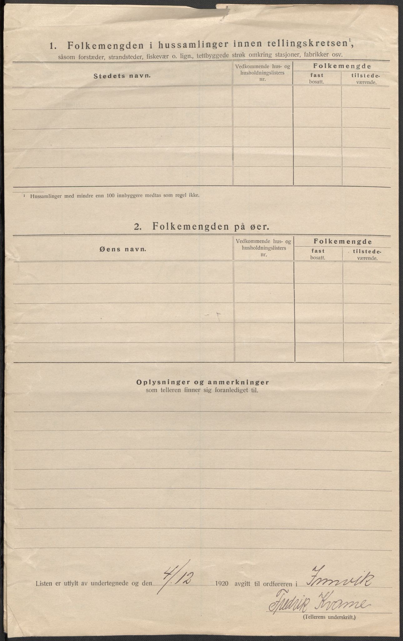 SAB, 1920 census for Innvik, 1920, p. 51