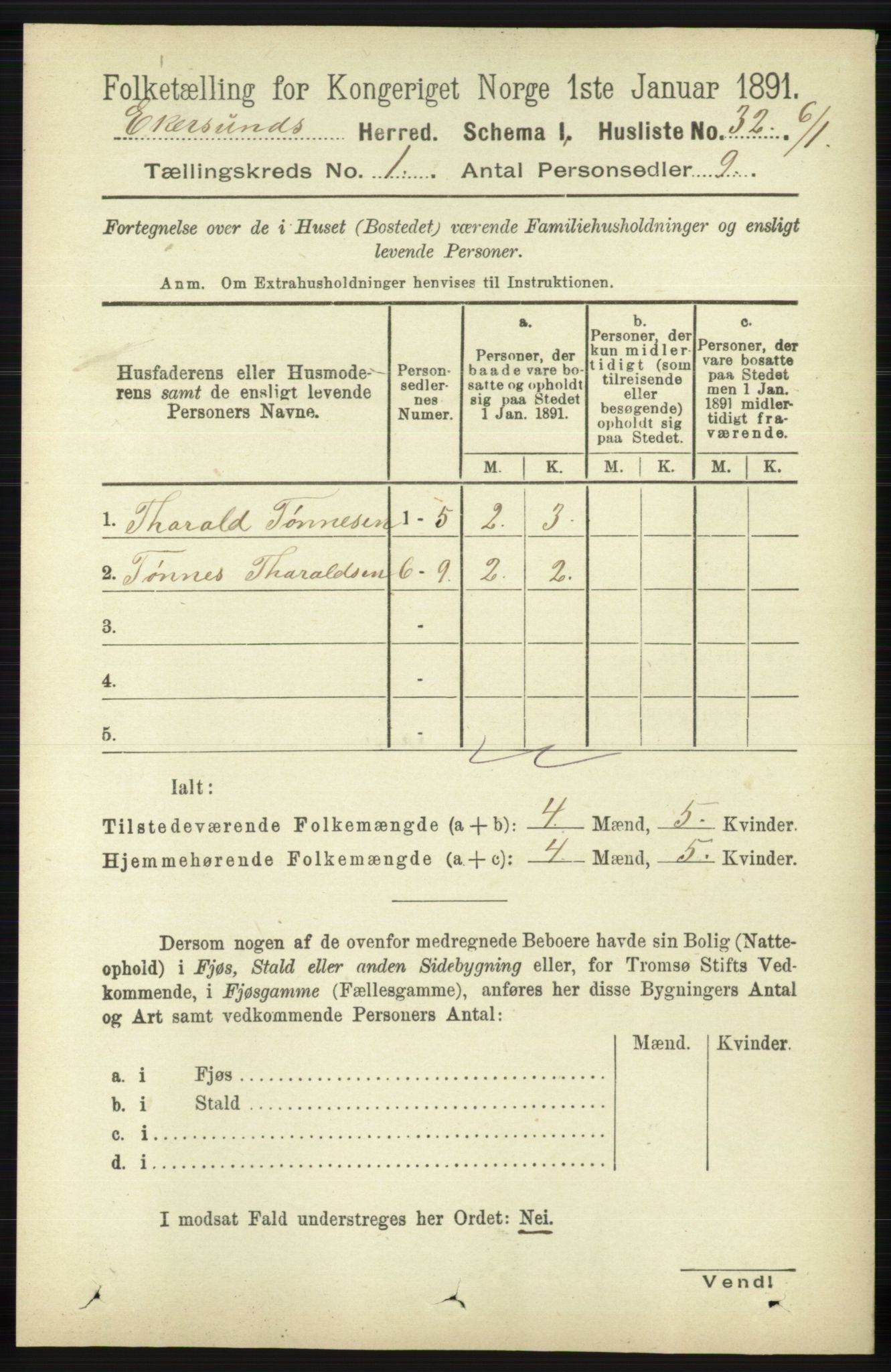 RA, 1891 census for 1116 Eigersund herred, 1891, p. 53