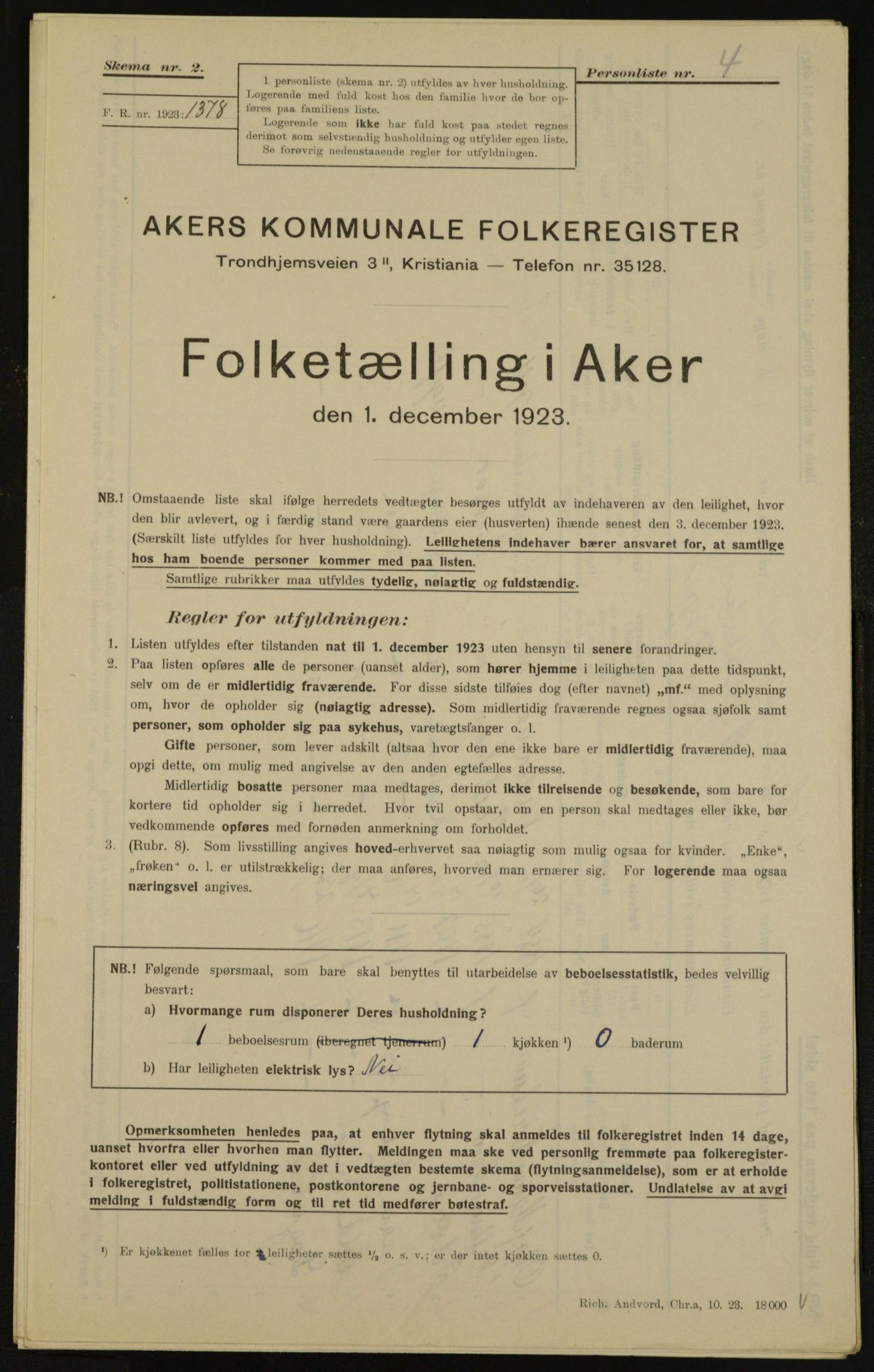 , Municipal Census 1923 for Aker, 1923, p. 31117