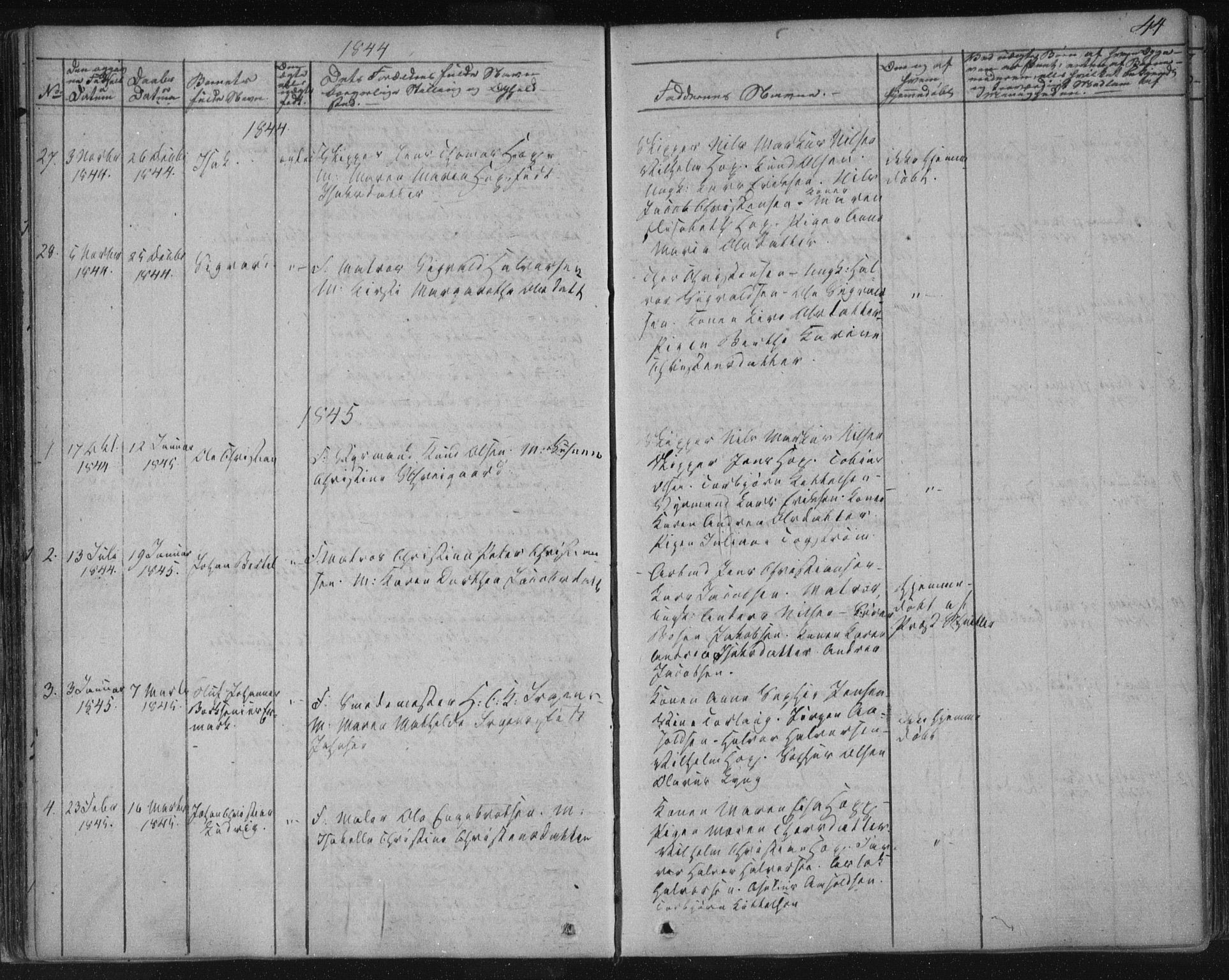 Kragerø kirkebøker, SAKO/A-278/F/Fa/L0005: Parish register (official) no. 5, 1832-1847, p. 44