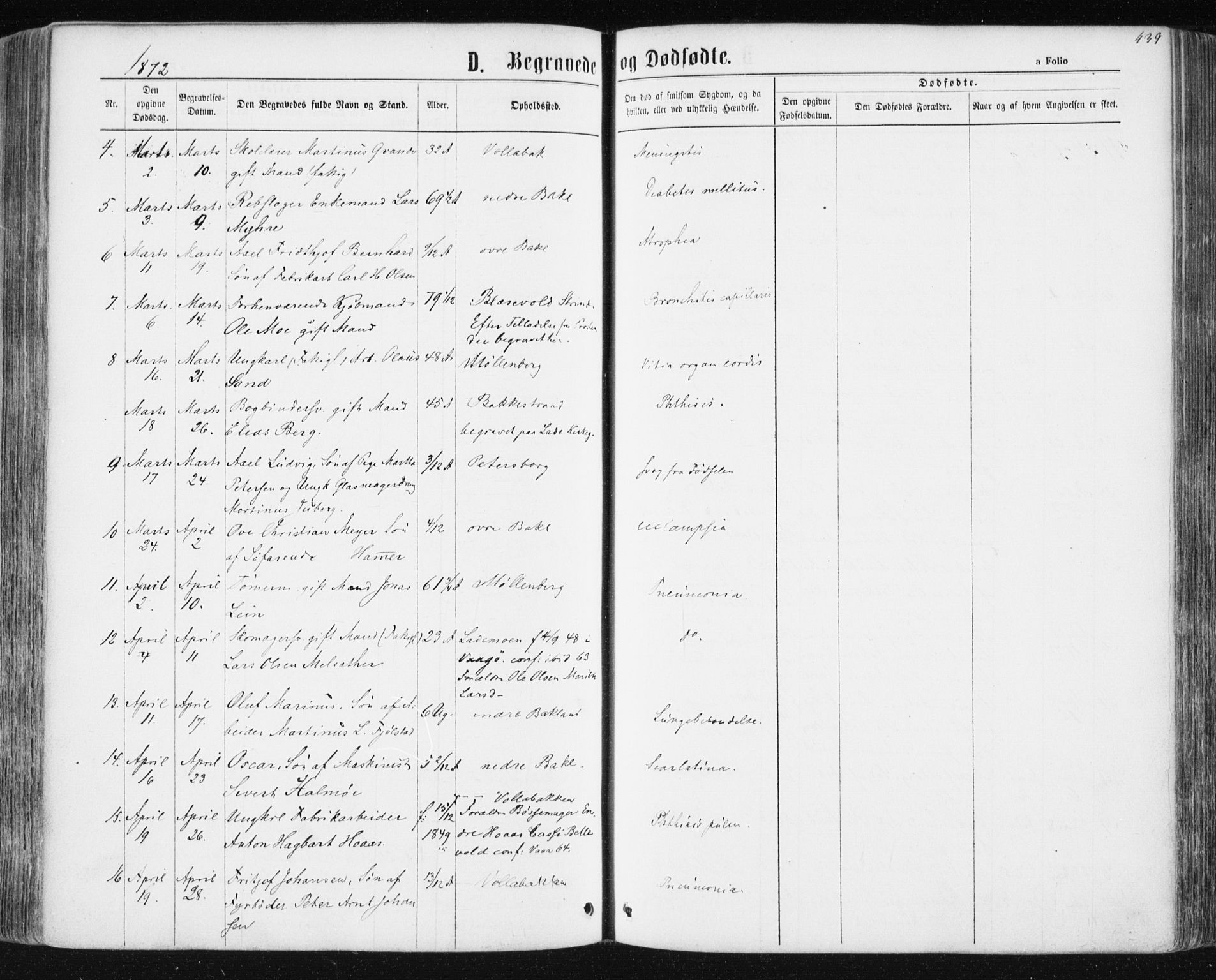 Ministerialprotokoller, klokkerbøker og fødselsregistre - Sør-Trøndelag, AV/SAT-A-1456/604/L0186: Parish register (official) no. 604A07, 1866-1877, p. 439