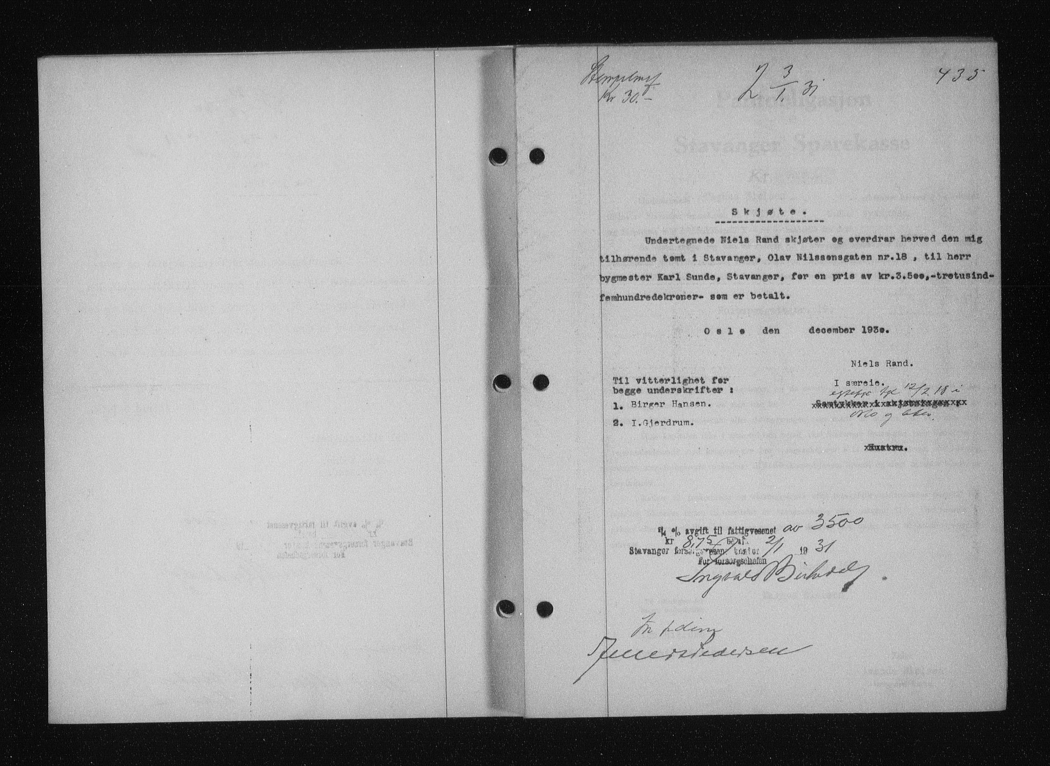 Stavanger byfogd, SAST/A-101408/001/4/41/410/410BB/L0058: Mortgage book no. 48, 1930-1931, Deed date: 03.01.1930