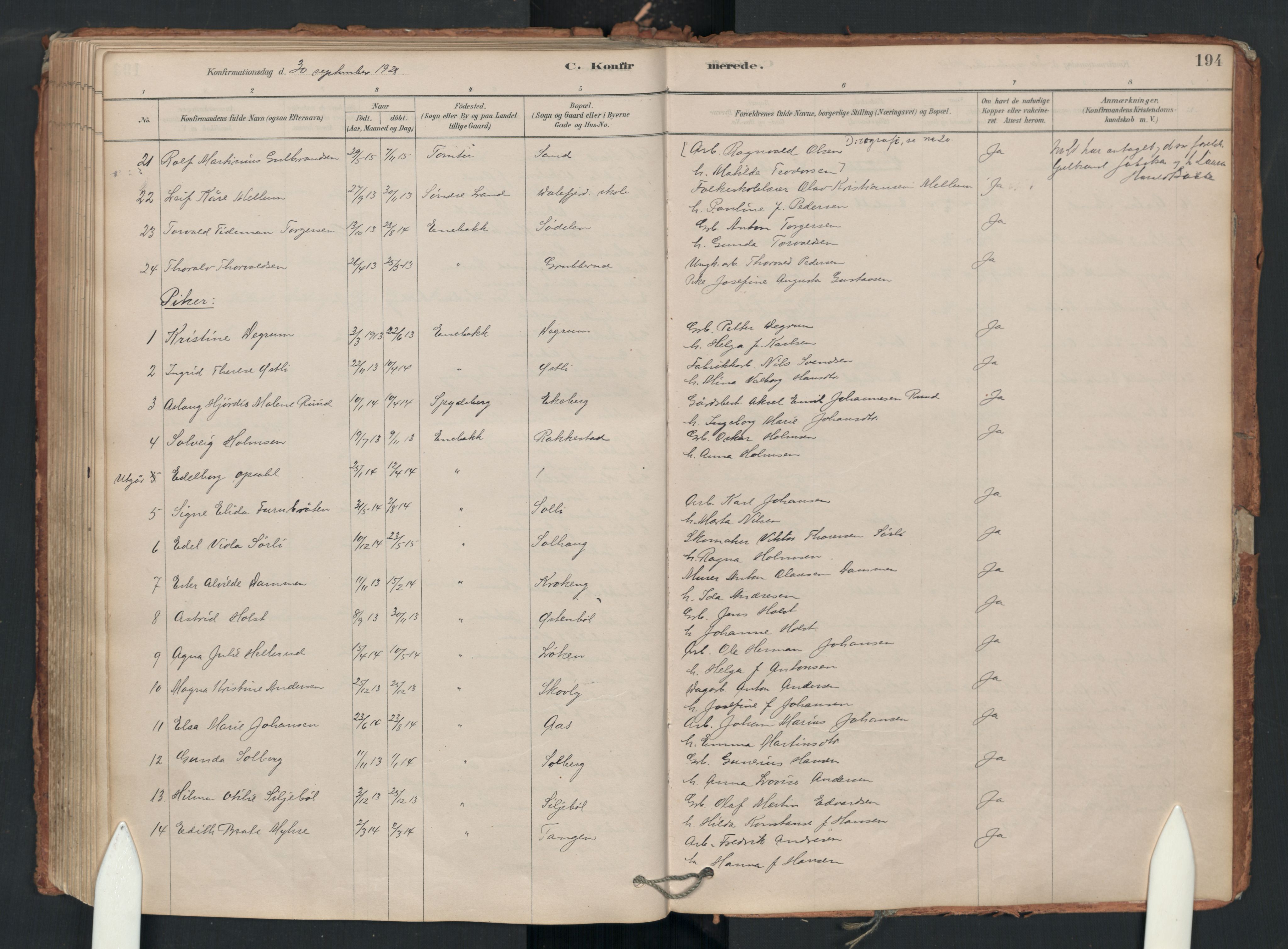 Enebakk prestekontor Kirkebøker, SAO/A-10171c/F/Fa/L0018: Parish register (official) no. I 18, 1877-1930, p. 194