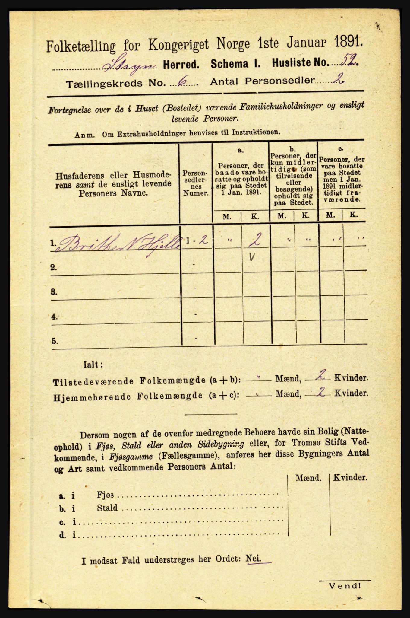 RA, 1891 census for 1448 Stryn, 1891, p. 2382