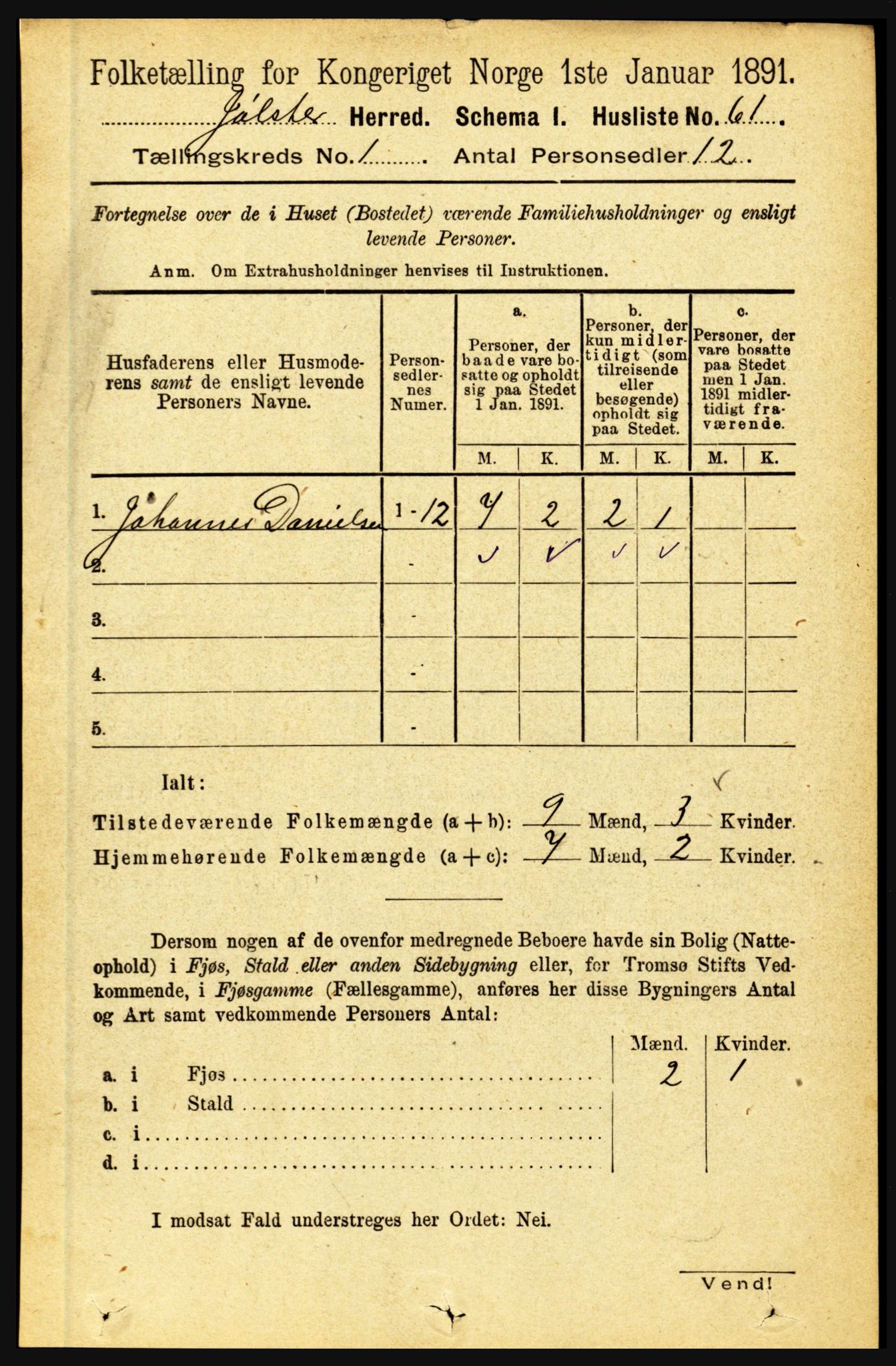 RA, 1891 census for 1431 Jølster, 1891, p. 90