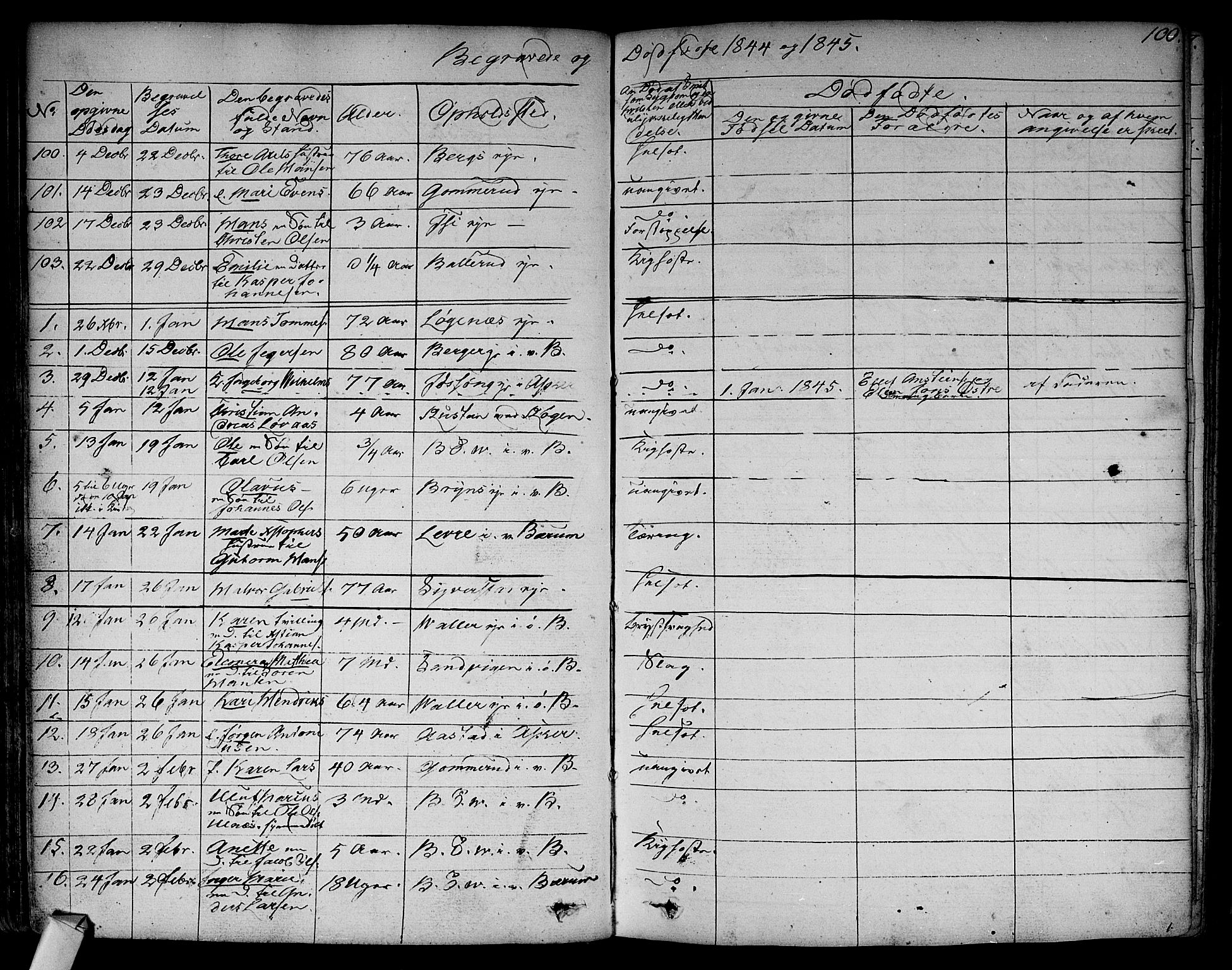 Asker prestekontor Kirkebøker, SAO/A-10256a/F/Fa/L0011: Parish register (official) no. I 11, 1825-1878, p. 100