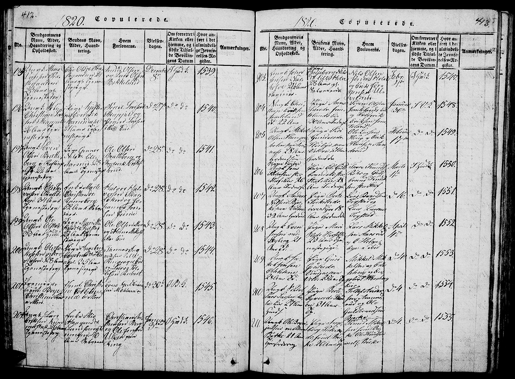 Ringsaker prestekontor, AV/SAH-PREST-014/L/La/L0001: Parish register (copy) no. 1, 1814-1826, p. 412-413