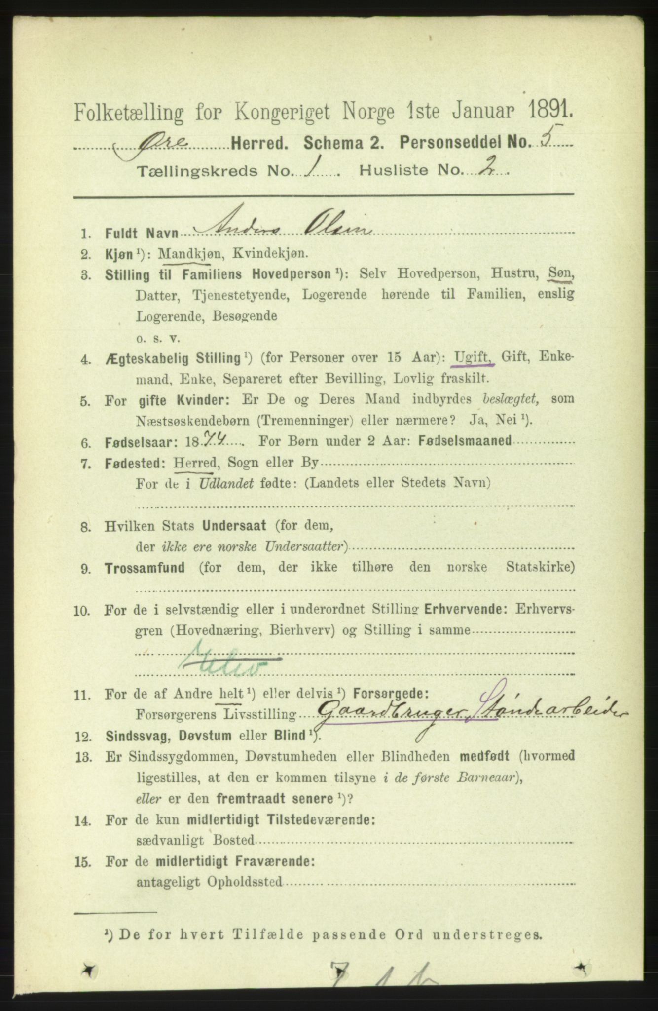 RA, 1891 census for 1558 Øre, 1891, p. 79