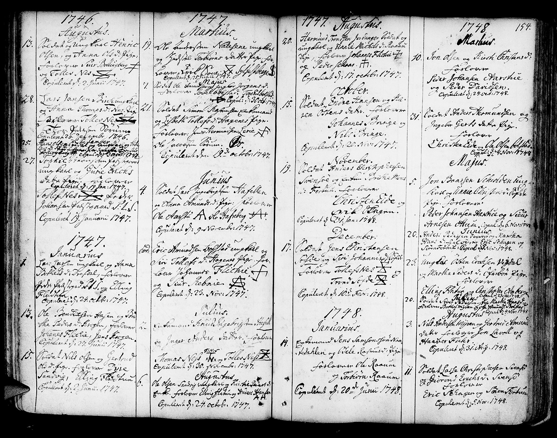 Luster sokneprestembete, SAB/A-81101/H/Haa/Haaa/L0001: Parish register (official) no. A 1, 1731-1803, p. 154