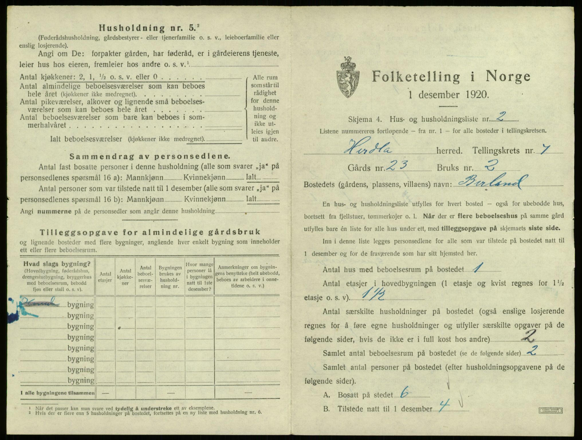 SAB, 1920 census for Herdla, 1920, p. 584