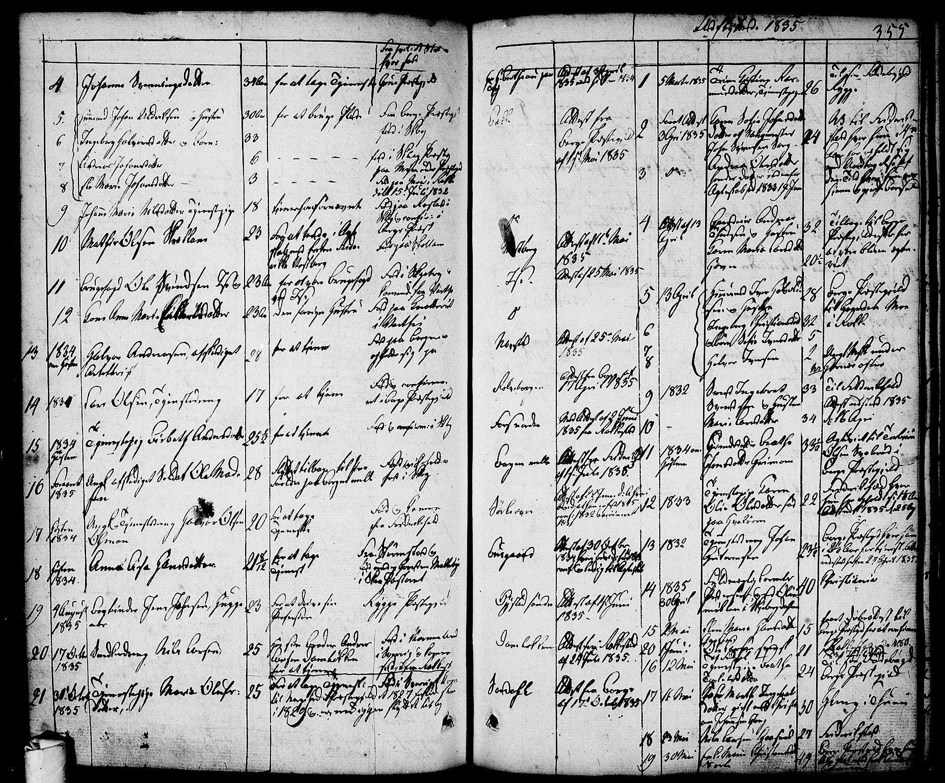 Skjeberg prestekontor Kirkebøker, AV/SAO-A-10923/F/Fa/L0005: Parish register (official) no. I 5, 1830-1845, p. 355