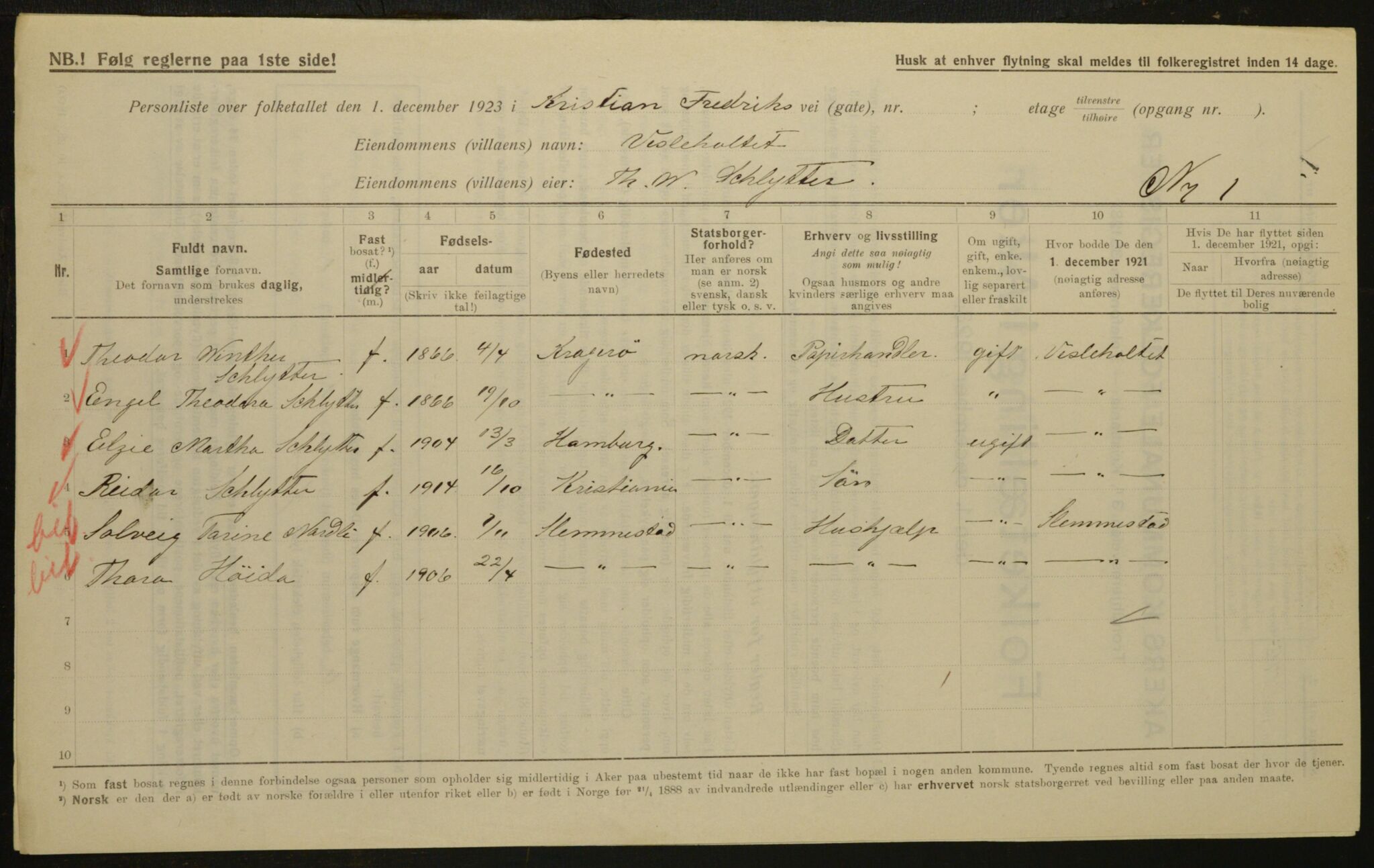 , Municipal Census 1923 for Aker, 1923, p. 3347