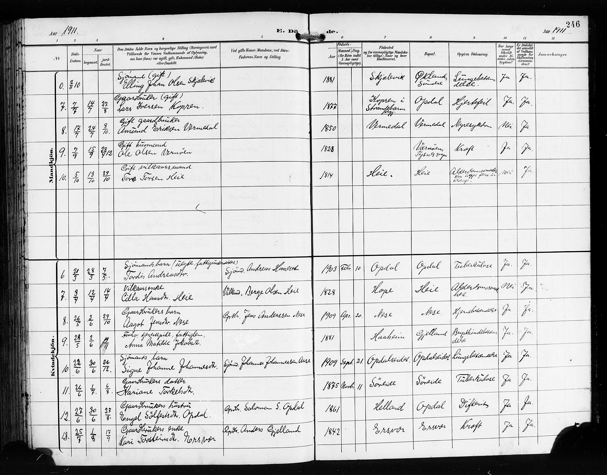 Tysnes sokneprestembete, AV/SAB-A-78601/H/Hab: Parish register (copy) no. E 3, 1897-1913, p. 246