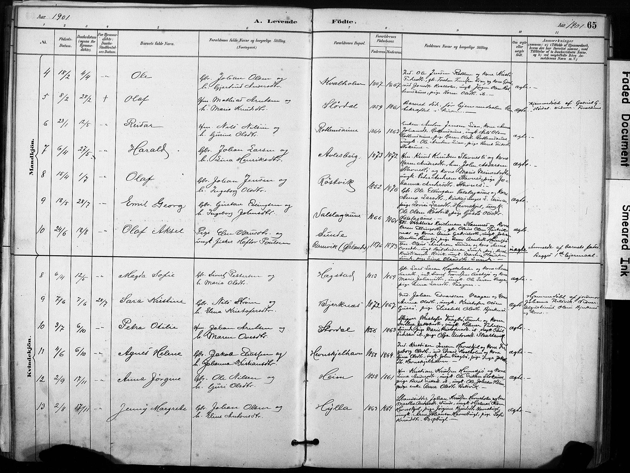 Ministerialprotokoller, klokkerbøker og fødselsregistre - Sør-Trøndelag, SAT/A-1456/633/L0518: Parish register (official) no. 633A01, 1884-1906, p. 65