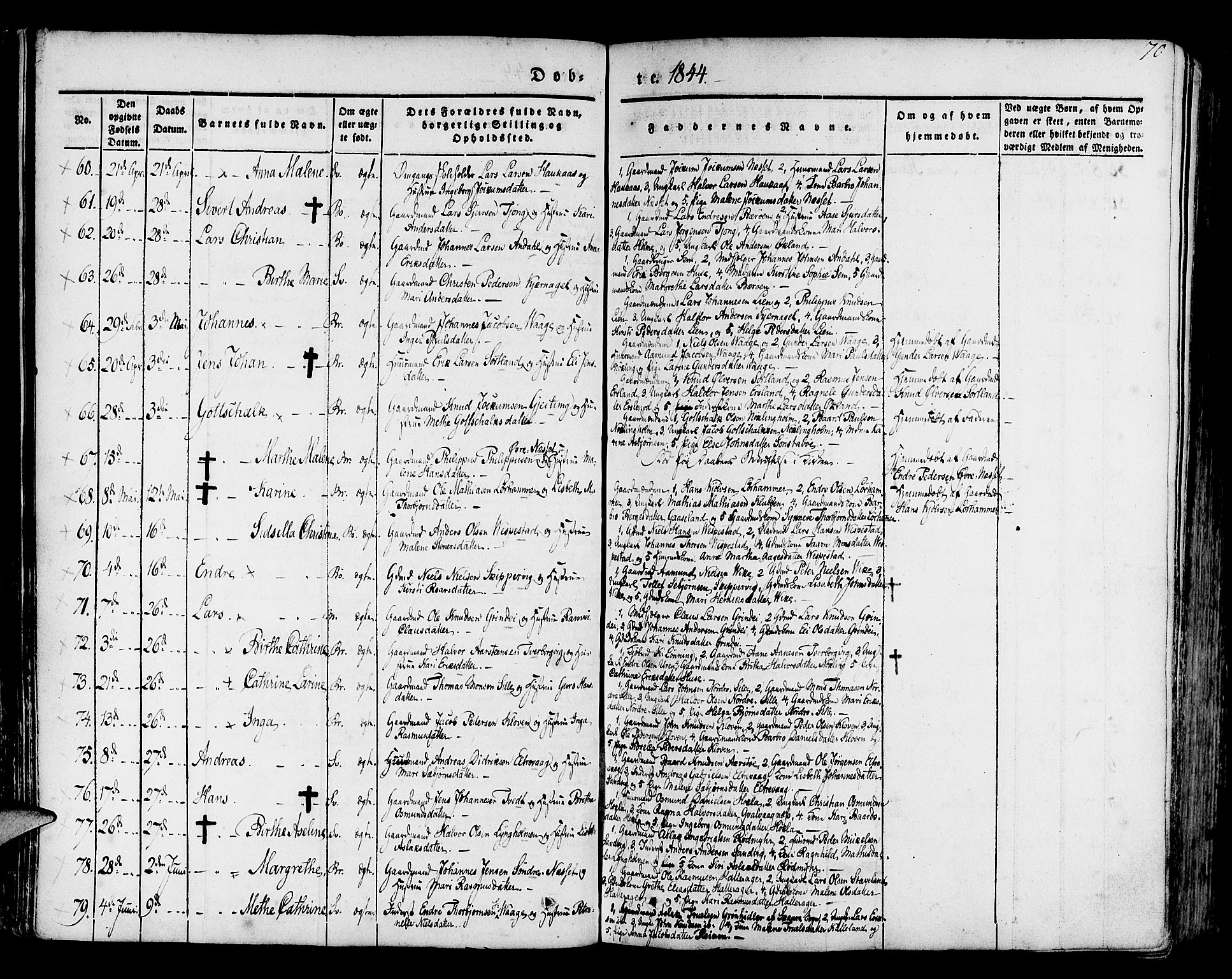 Finnås sokneprestembete, AV/SAB-A-99925/H/Ha/Haa/Haaa/L0006: Parish register (official) no. A 6, 1836-1850, p. 70