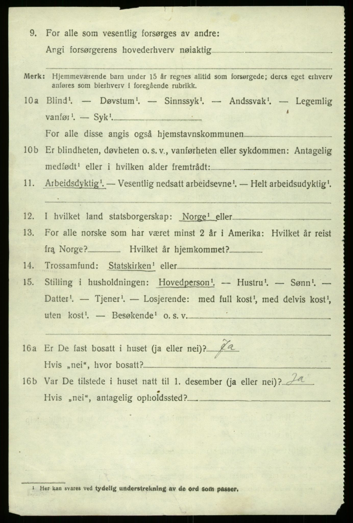 SAB, 1920 census for Kinsarvik, 1920, p. 3593