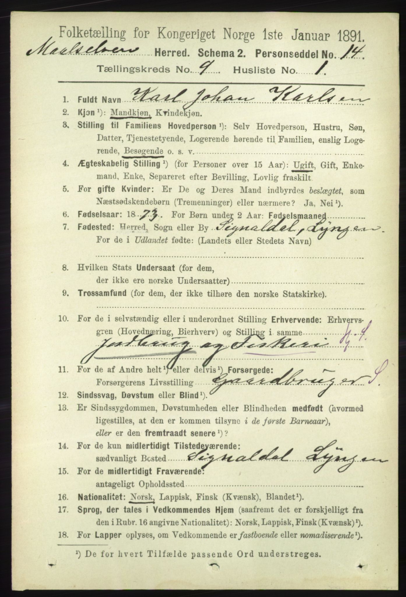 RA, 1891 census for 1924 Målselv, 1891, p. 2755