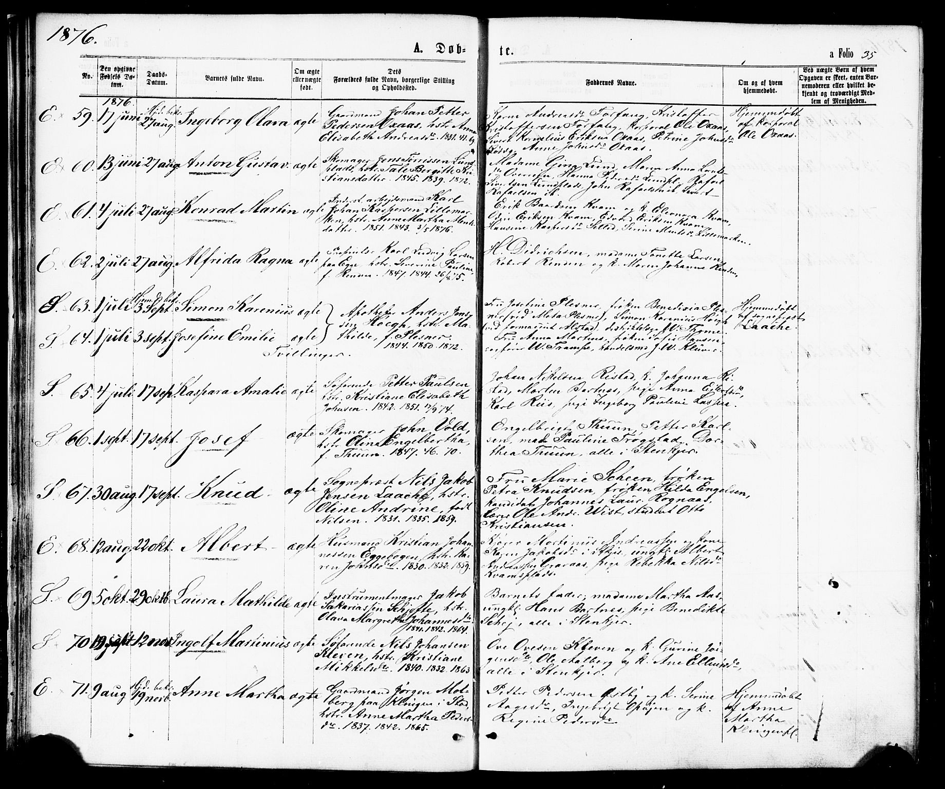 Ministerialprotokoller, klokkerbøker og fødselsregistre - Nord-Trøndelag, SAT/A-1458/739/L0370: Parish register (official) no. 739A02, 1868-1881, p. 35