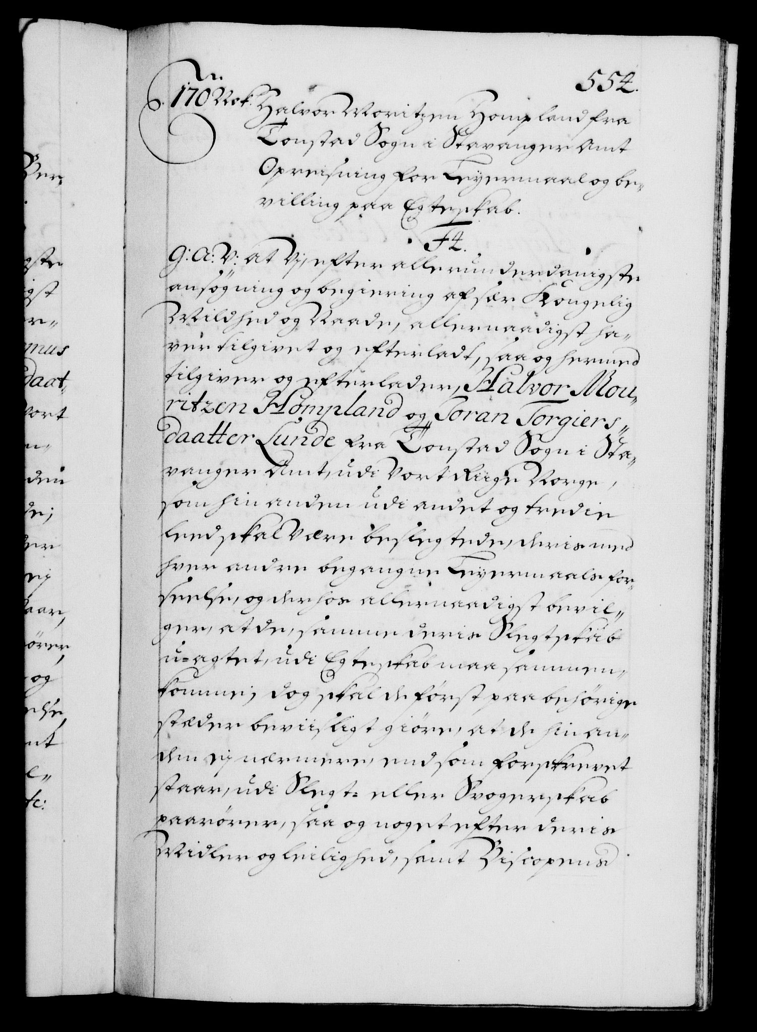 Danske Kanselli 1572-1799, AV/RA-EA-3023/F/Fc/Fca/Fcaa/L0018: Norske registre, 1699-1703, p. 554a