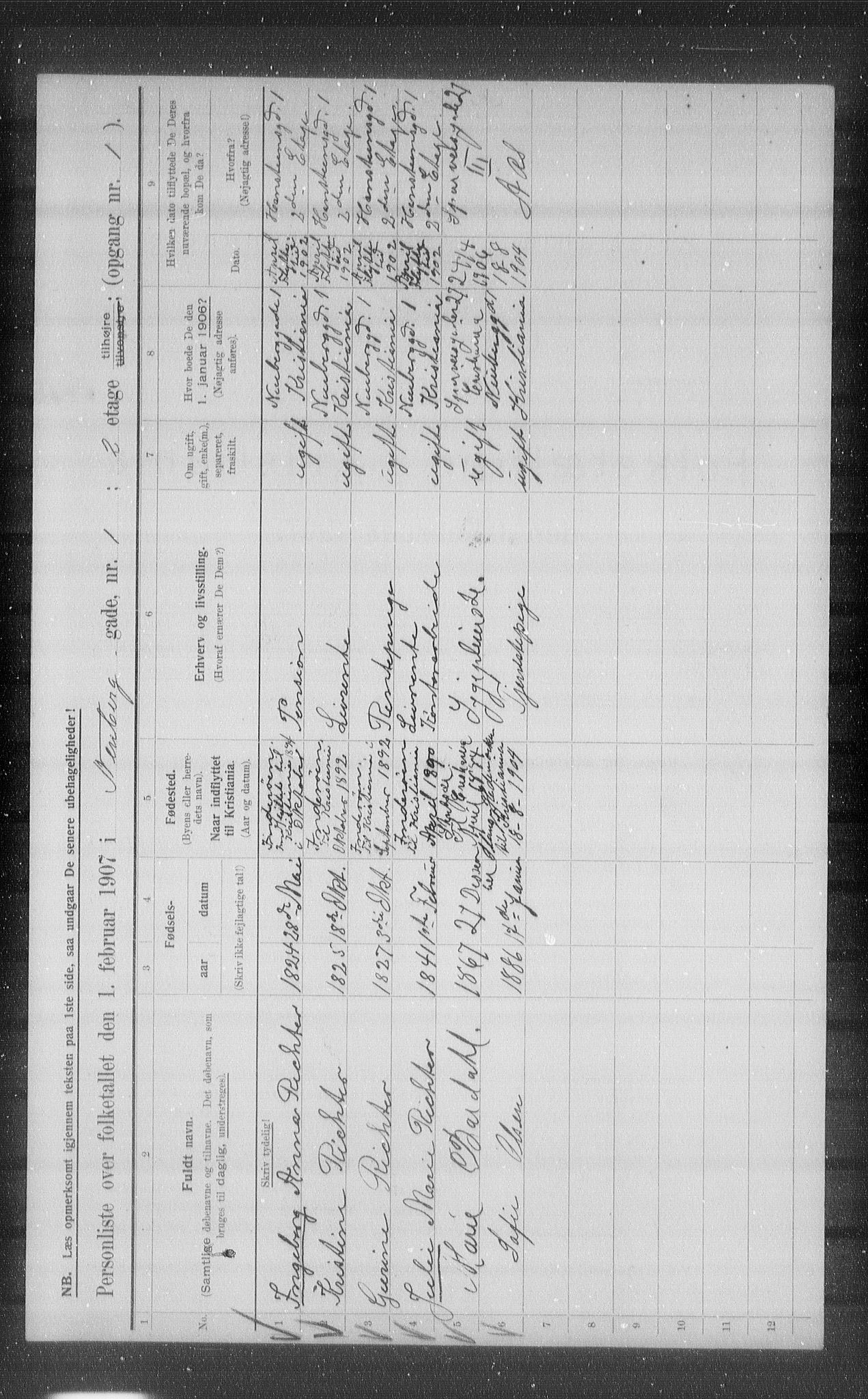 OBA, Municipal Census 1907 for Kristiania, 1907, p. 35619