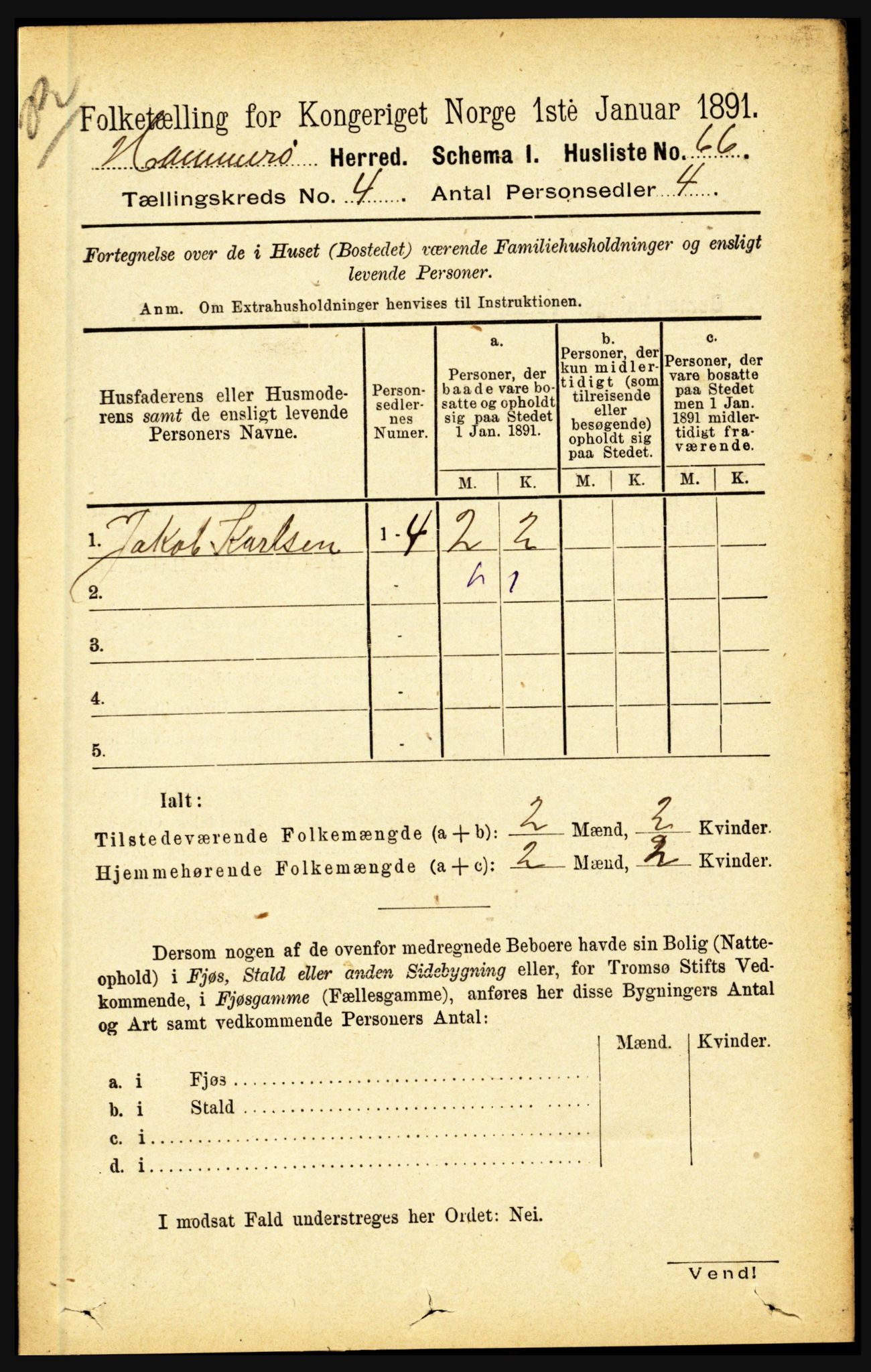 RA, 1891 census for 1849 Hamarøy, 1891, p. 1944