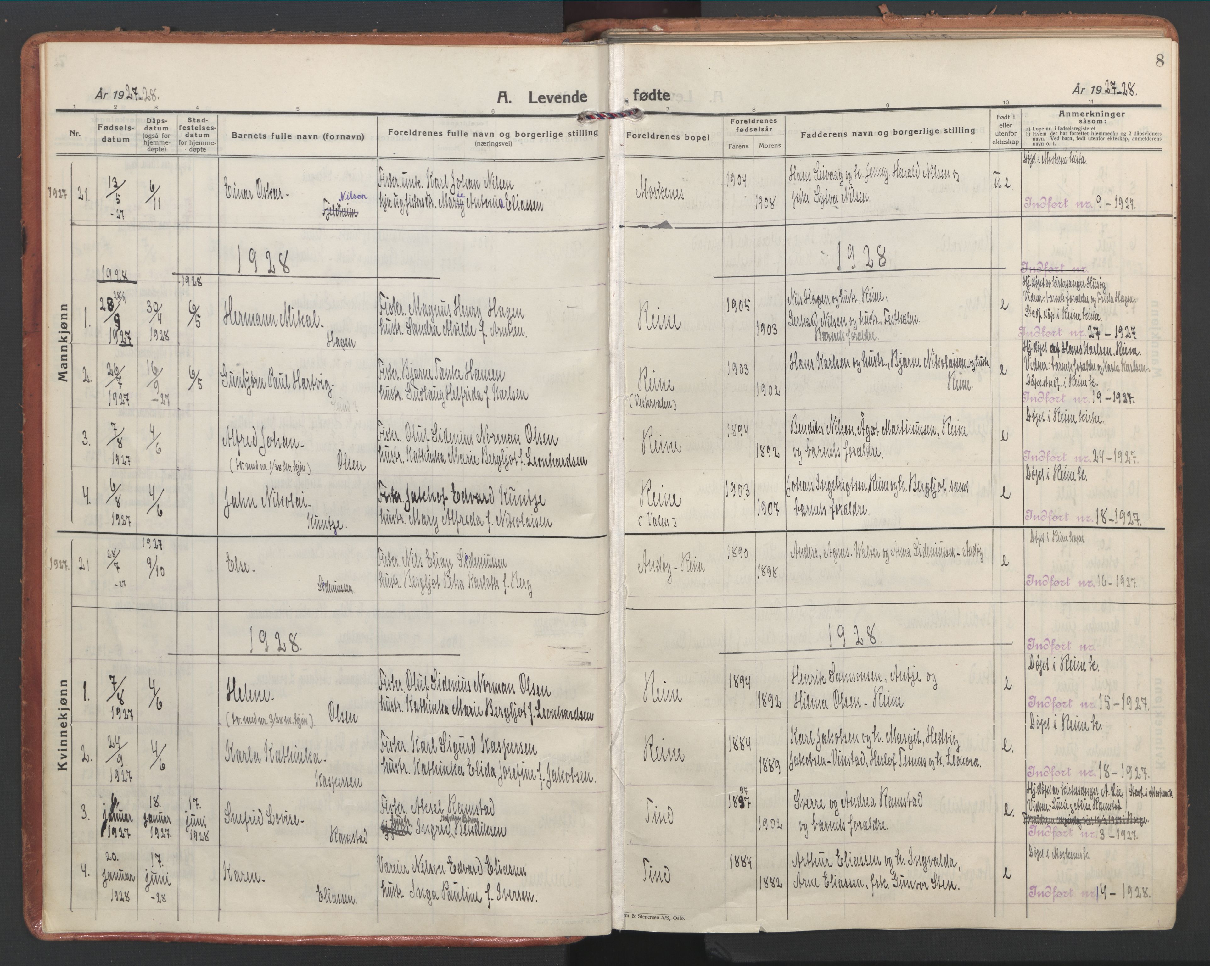 Ministerialprotokoller, klokkerbøker og fødselsregistre - Nordland, SAT/A-1459/886/L1223: Parish register (official) no. 886A05, 1926-1938, p. 8