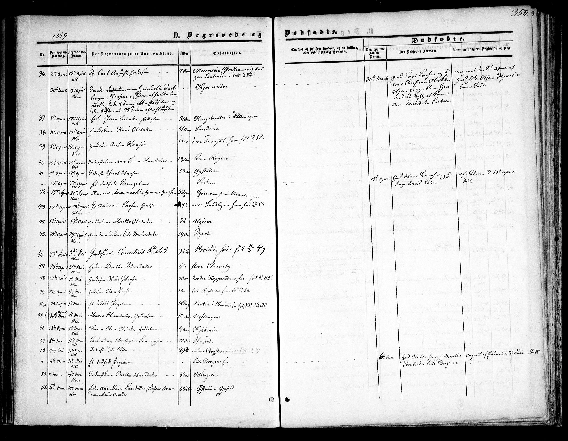 Ullensaker prestekontor Kirkebøker, AV/SAO-A-10236a/F/Fa/L0015.b: Parish register (official) no. I 15B, 1851-1862, p. 350