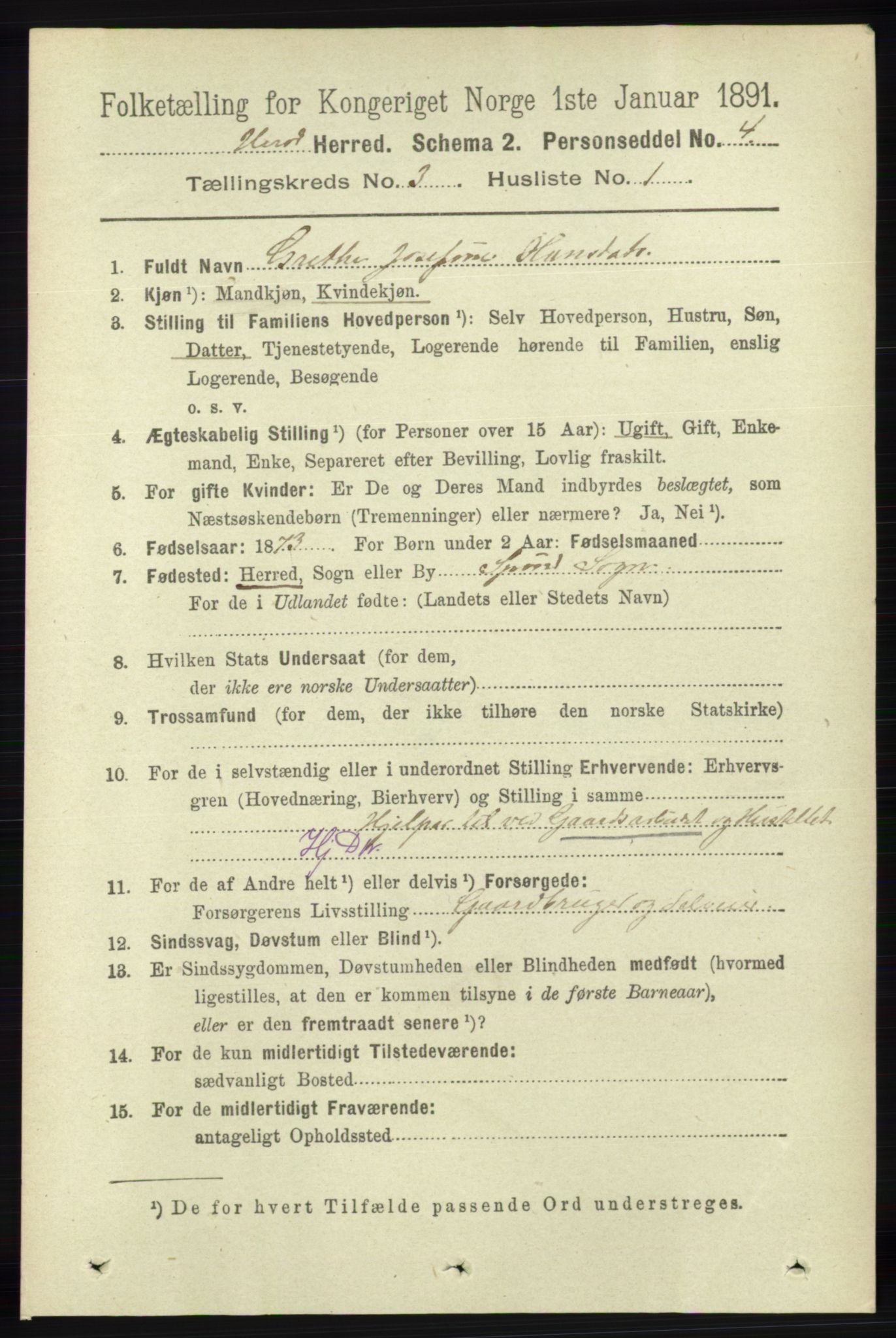 RA, 1891 census for 1039 Herad, 1891, p. 986