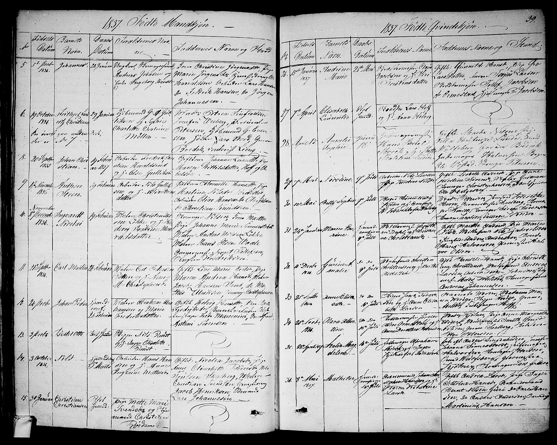 Larvik kirkebøker, SAKO/A-352/G/Ga/L0003a: Parish register (copy) no. I 3A, 1830-1870, p. 39