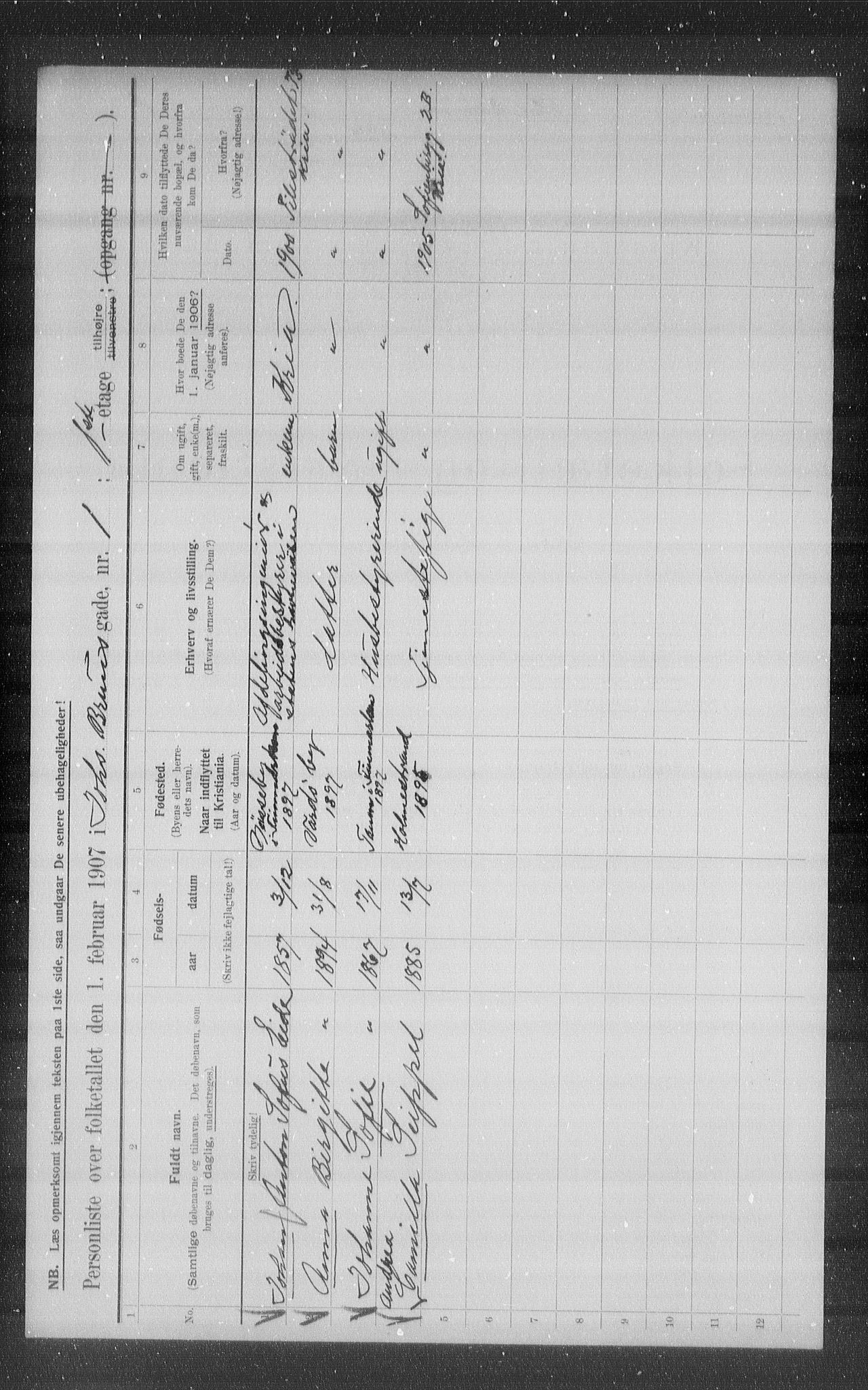 OBA, Municipal Census 1907 for Kristiania, 1907, p. 24032