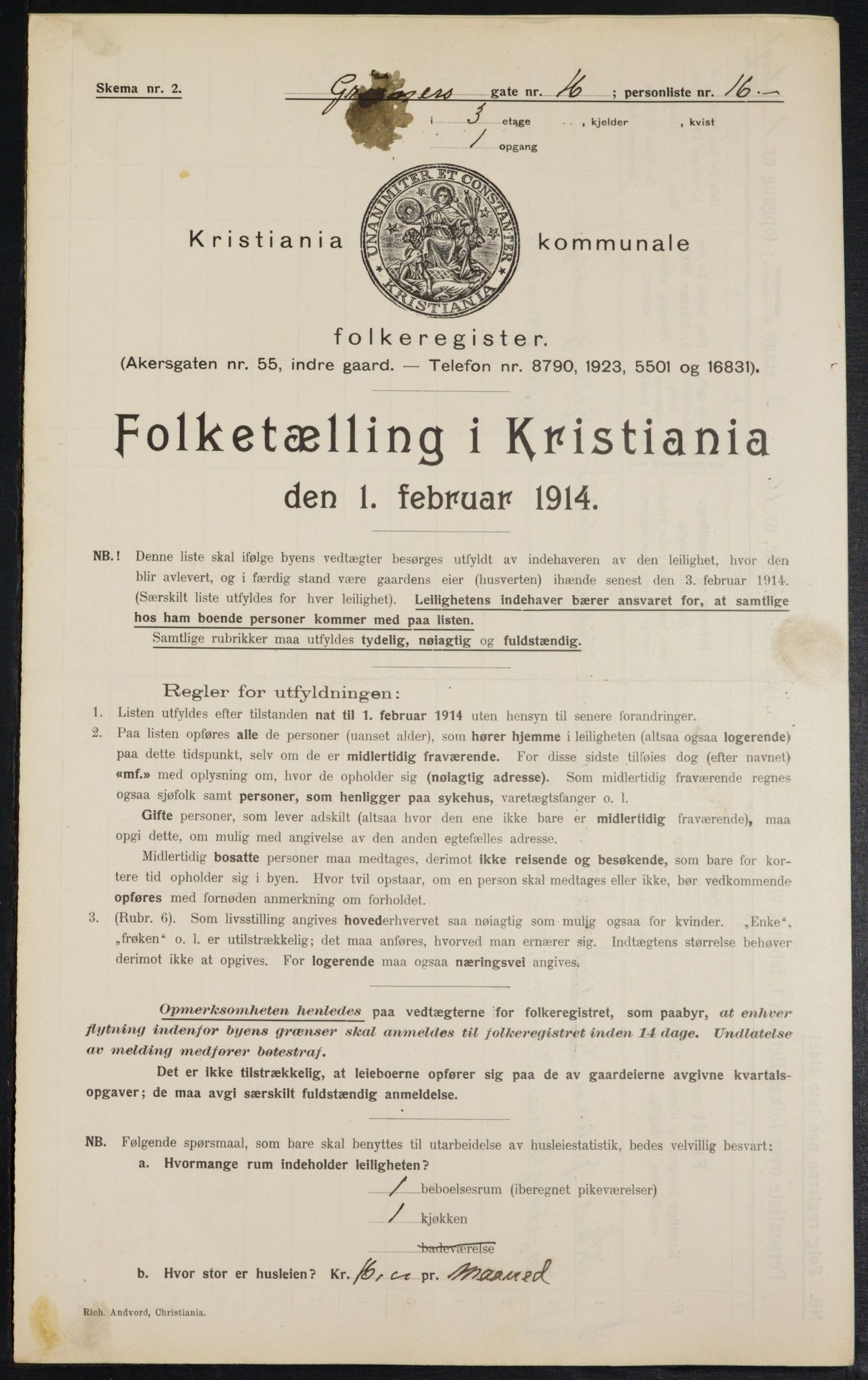 OBA, Municipal Census 1914 for Kristiania, 1914, p. 31240