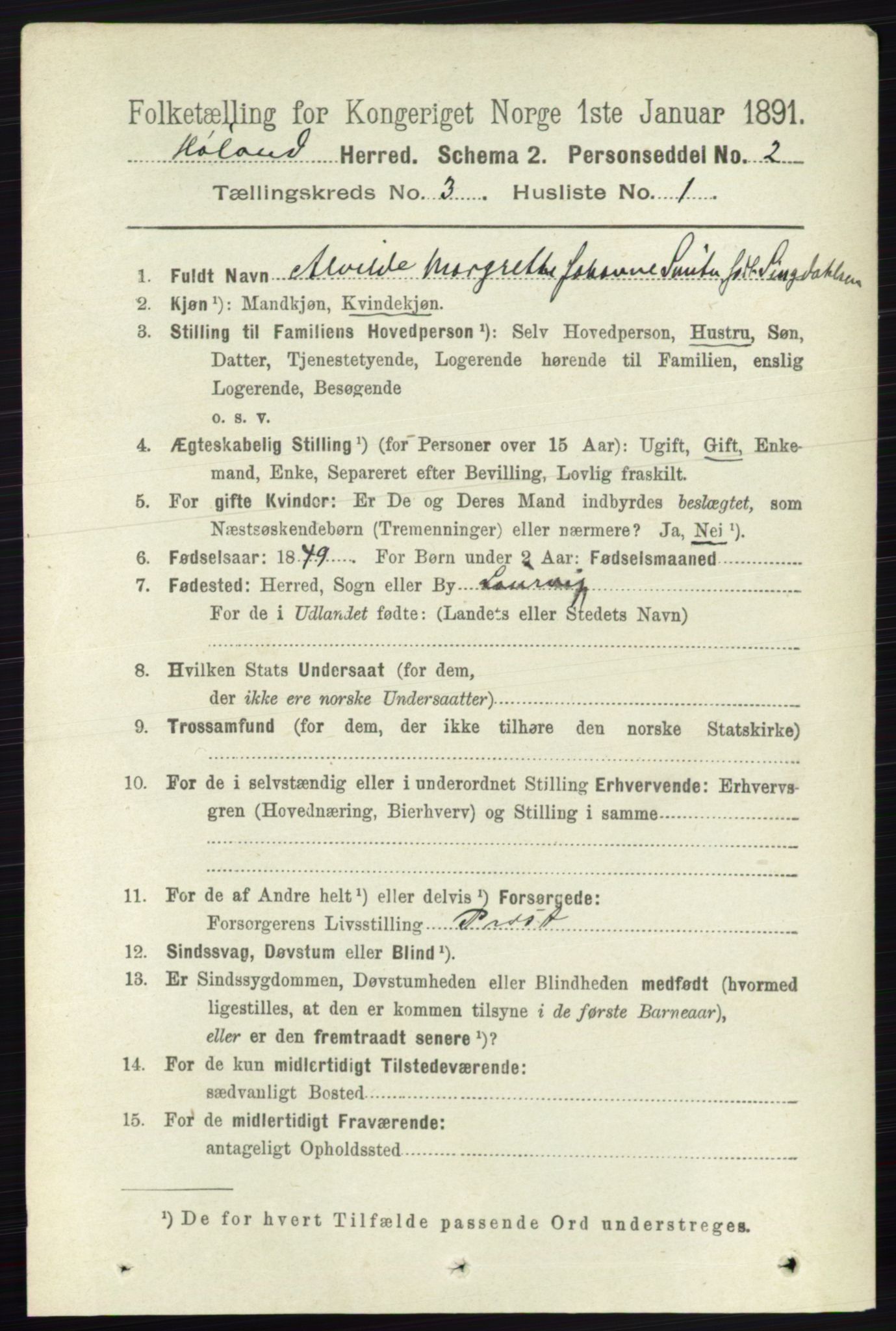 RA, 1891 census for 0221 Høland, 1891, p. 1748