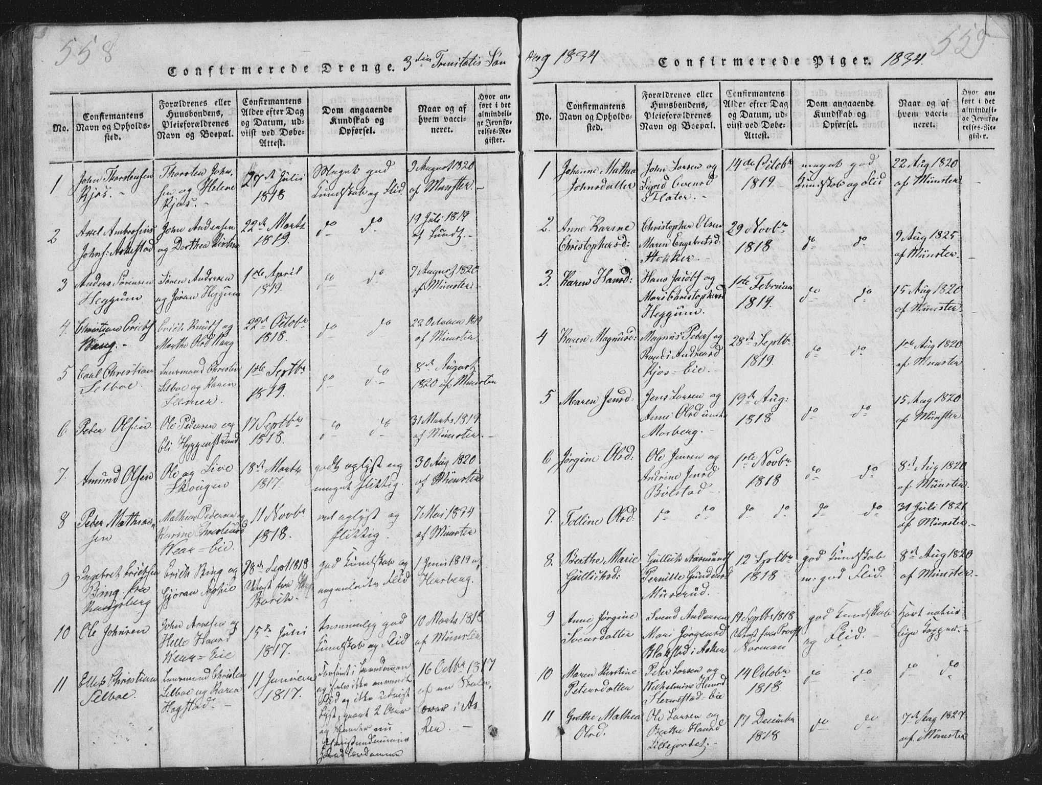 Røyken kirkebøker, SAKO/A-241/G/Ga/L0003: Parish register (copy) no. 3, 1814-1856, p. 558-559