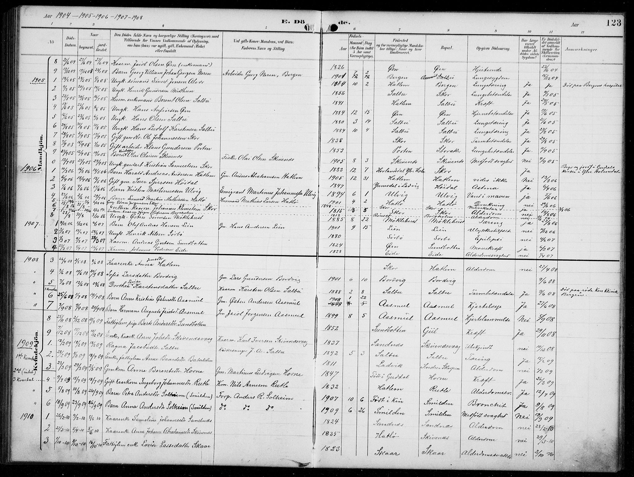 Hyllestad sokneprestembete, SAB/A-80401: Parish register (copy) no. C 3, 1894-1913, p. 123