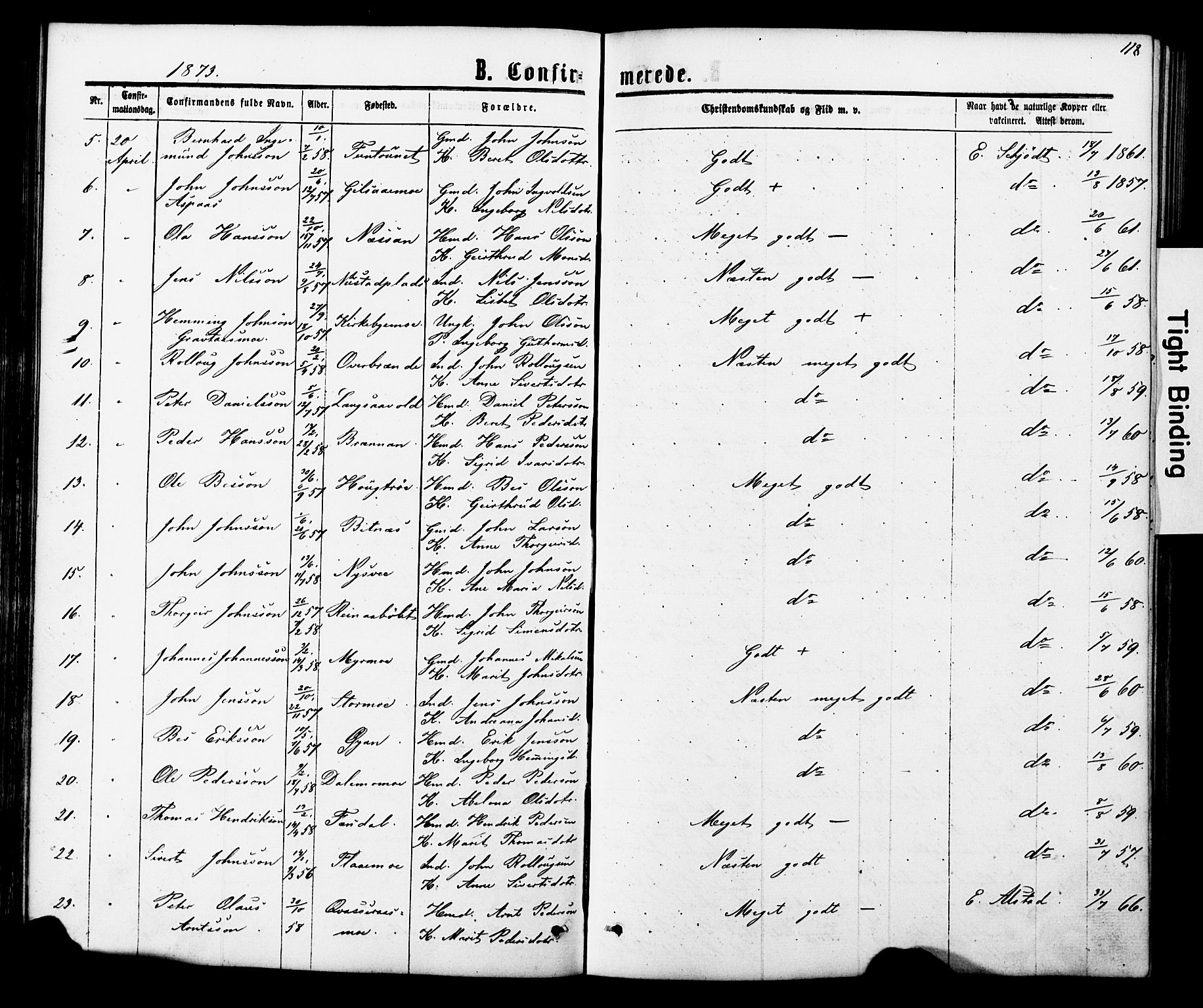 Ministerialprotokoller, klokkerbøker og fødselsregistre - Nord-Trøndelag, SAT/A-1458/706/L0049: Parish register (copy) no. 706C01, 1864-1895, p. 118