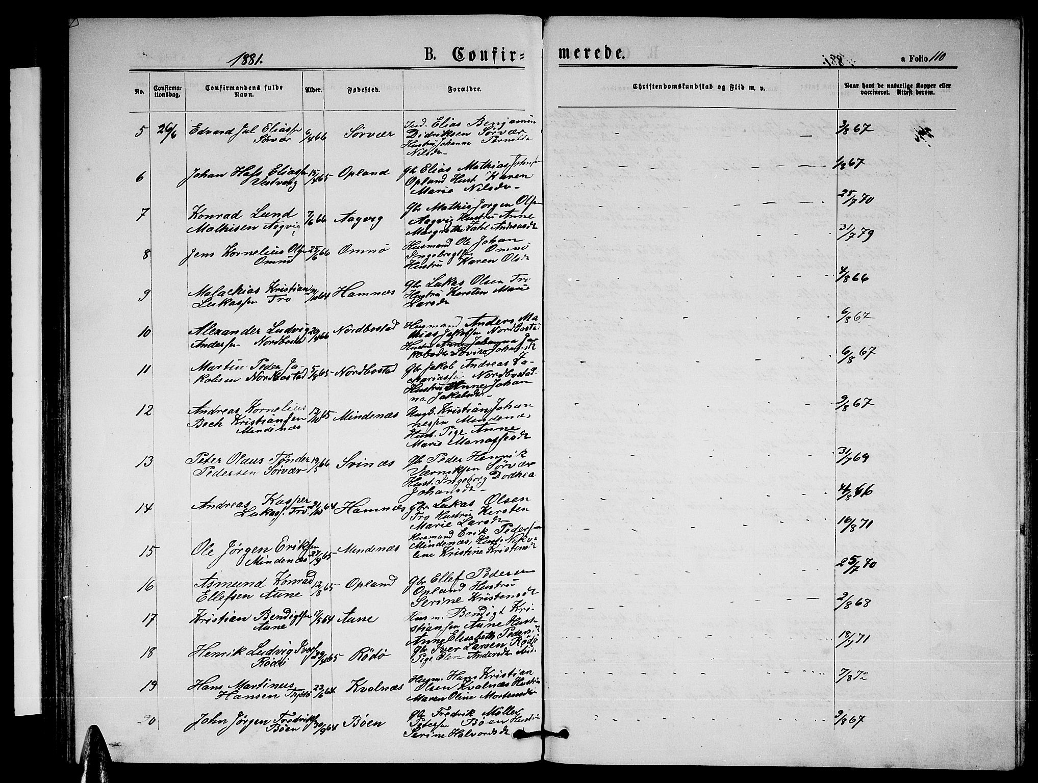 Ministerialprotokoller, klokkerbøker og fødselsregistre - Nordland, SAT/A-1459/817/L0267: Parish register (copy) no. 817C02, 1870-1883, p. 110