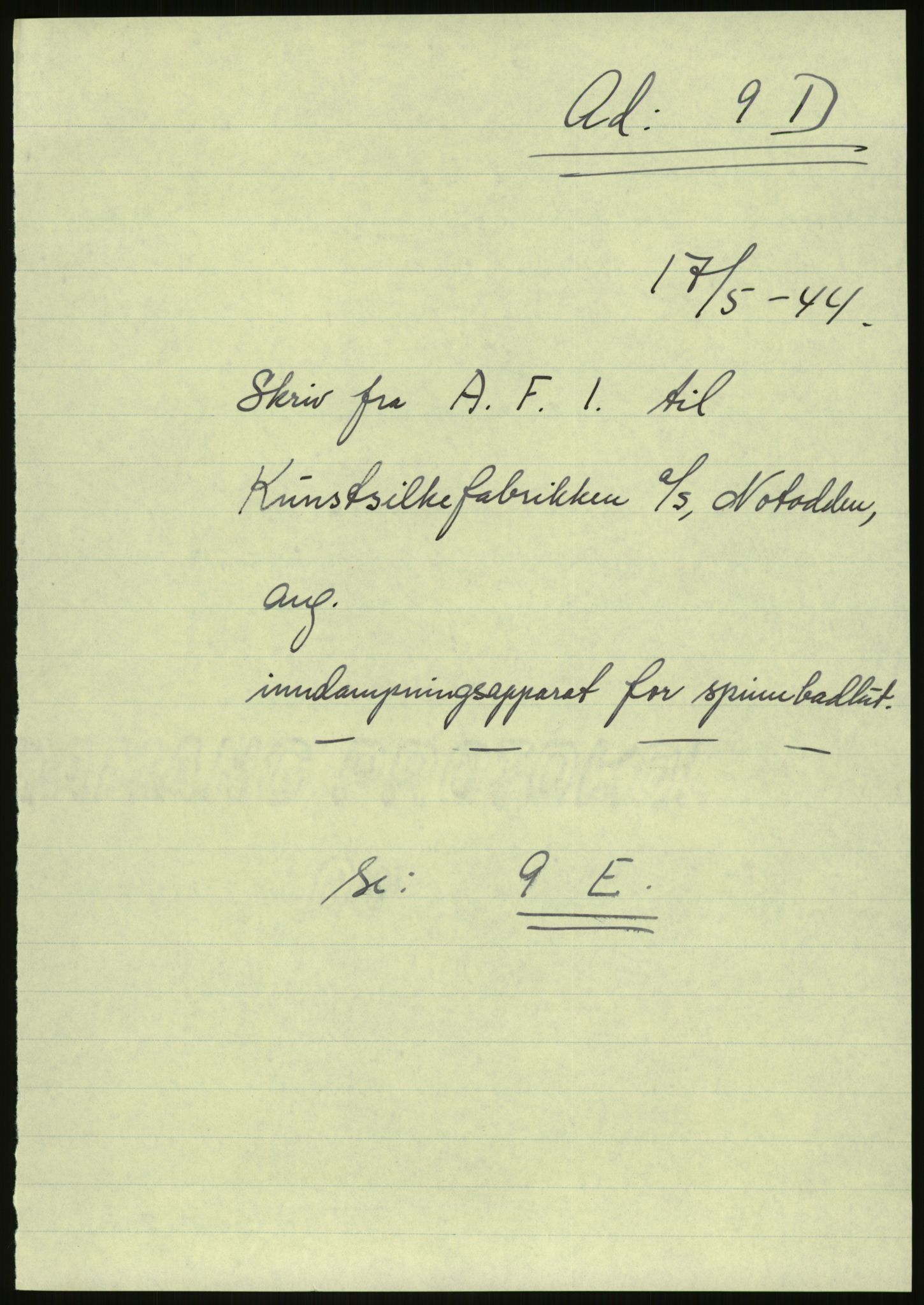 Direktoratet for industriforsyning, Sekretariatet, AV/RA-S-4153/D/Df/L0054: 9. Metallkontoret, 1940-1945, p. 419