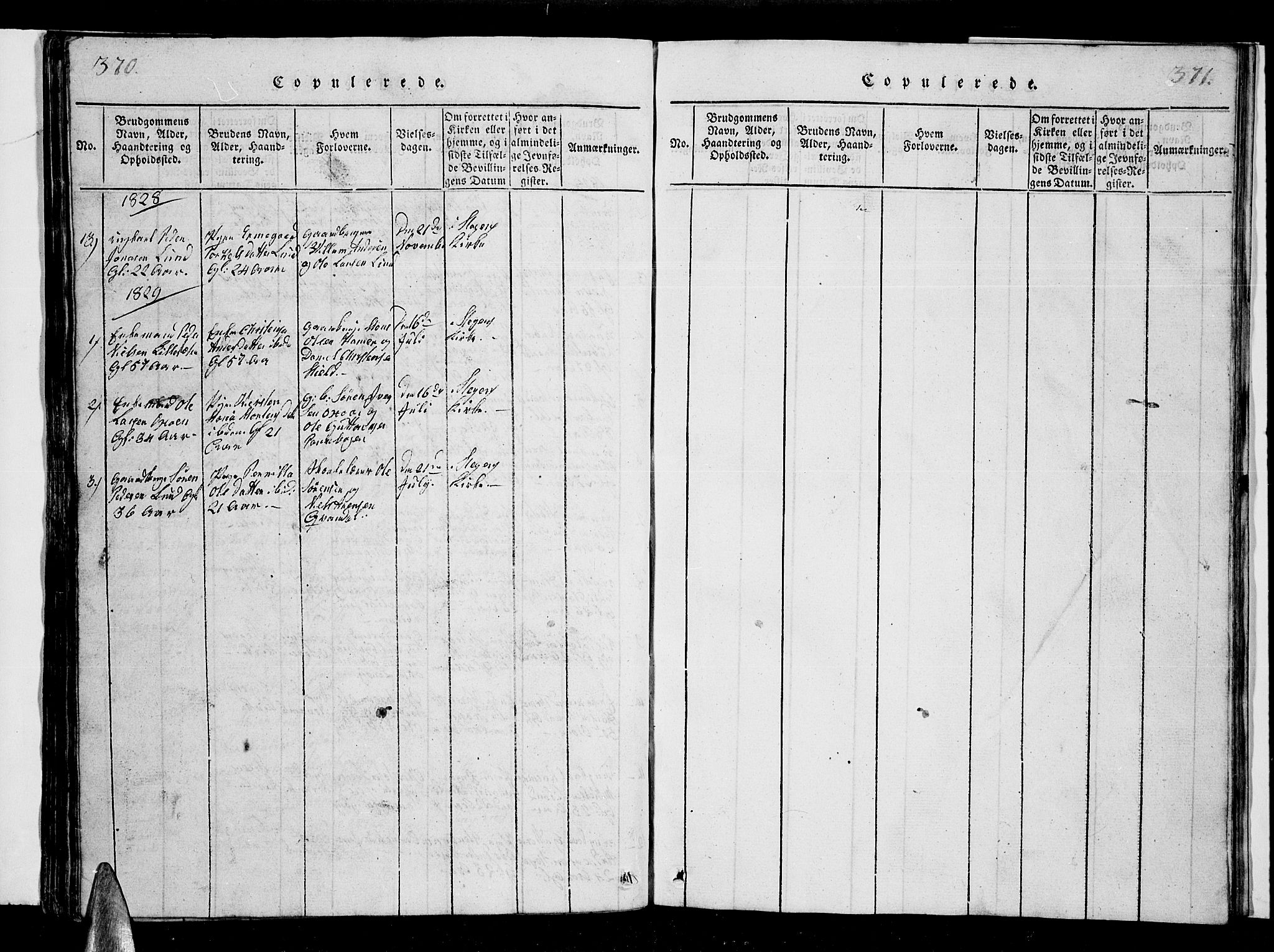 Ministerialprotokoller, klokkerbøker og fødselsregistre - Nordland, AV/SAT-A-1459/855/L0812: Parish register (copy) no. 855C01, 1821-1838, p. 370-371