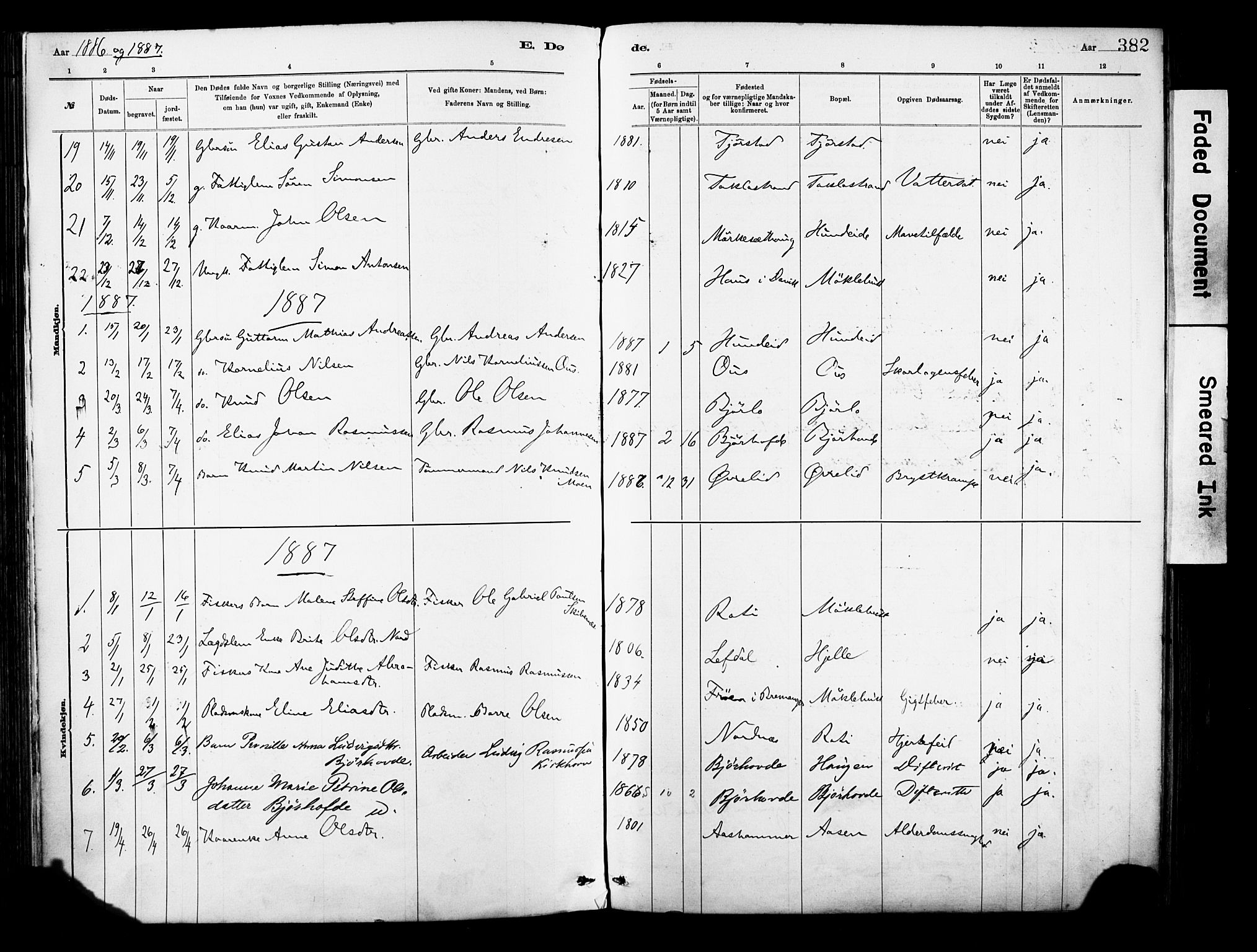 Eid sokneprestembete, AV/SAB-A-82301/H/Haa/Haab/L0001: Parish register (official) no. B 1, 1879-1906, p. 382