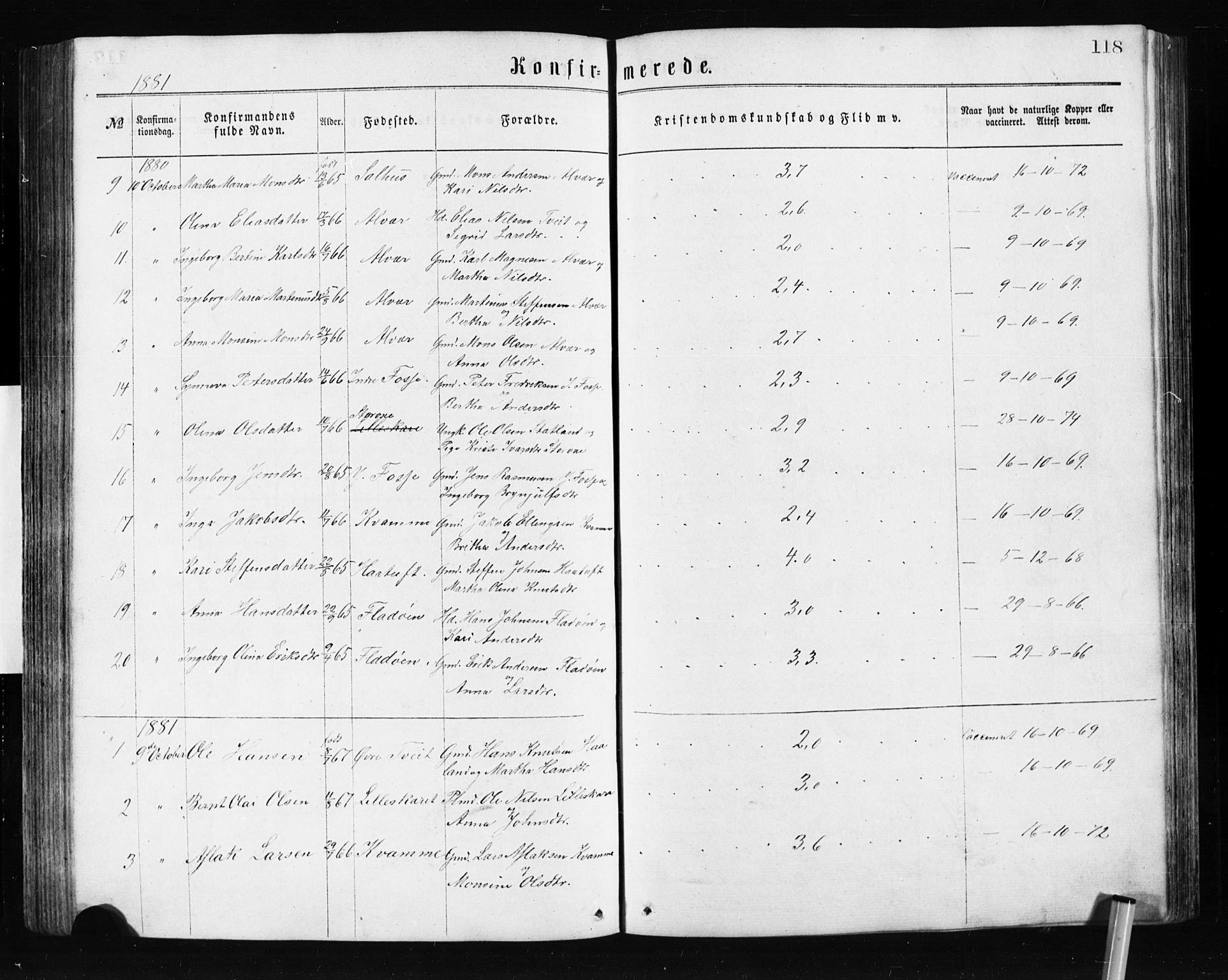 Alversund Sokneprestembete, SAB/A-73901/H/Ha/Hab: Parish register (copy) no. A 2, 1864-1905, p. 118