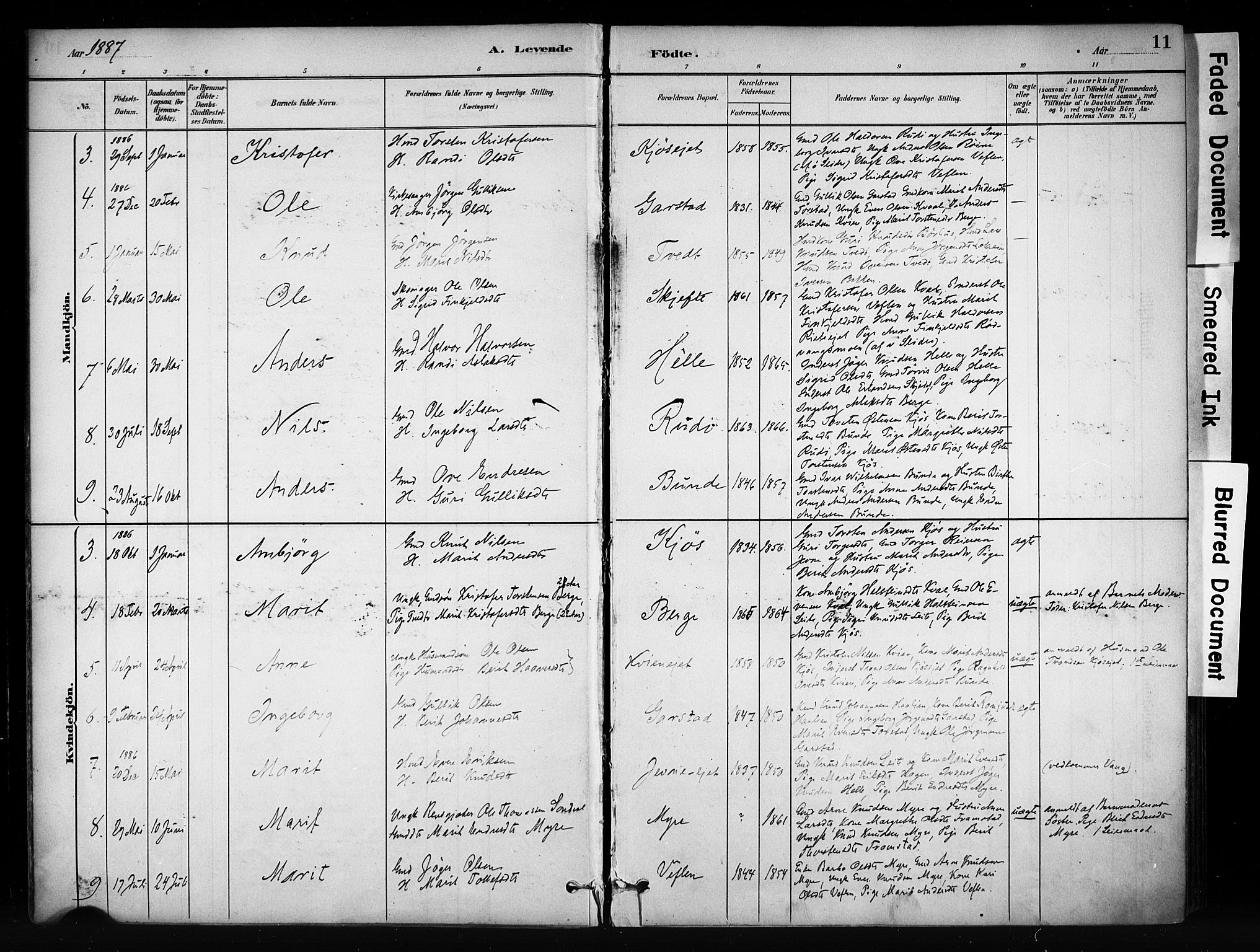 Vang prestekontor, Valdres, SAH/PREST-140/H/Ha/L0009: Parish register (official) no. 9, 1882-1914, p. 11