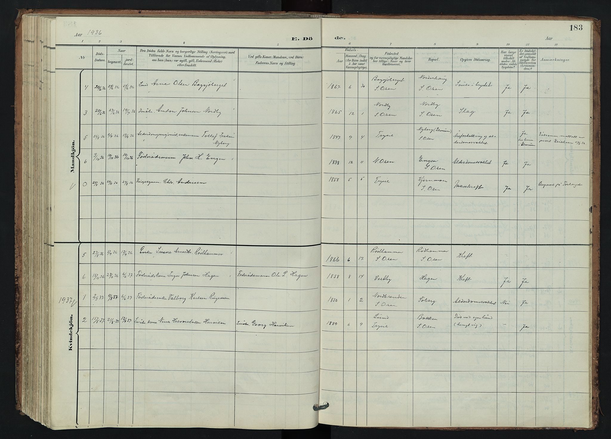 Trysil prestekontor, AV/SAH-PREST-046/H/Ha/Hab/L0007: Parish register (copy) no. 7, 1896-1948, p. 183