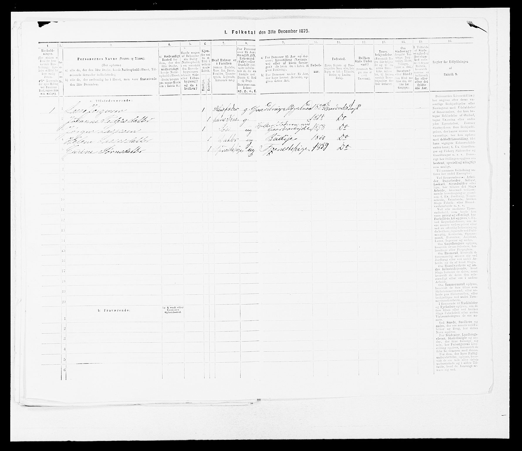 SAB, 1875 census for 1411P Eivindvik, 1875, p. 701