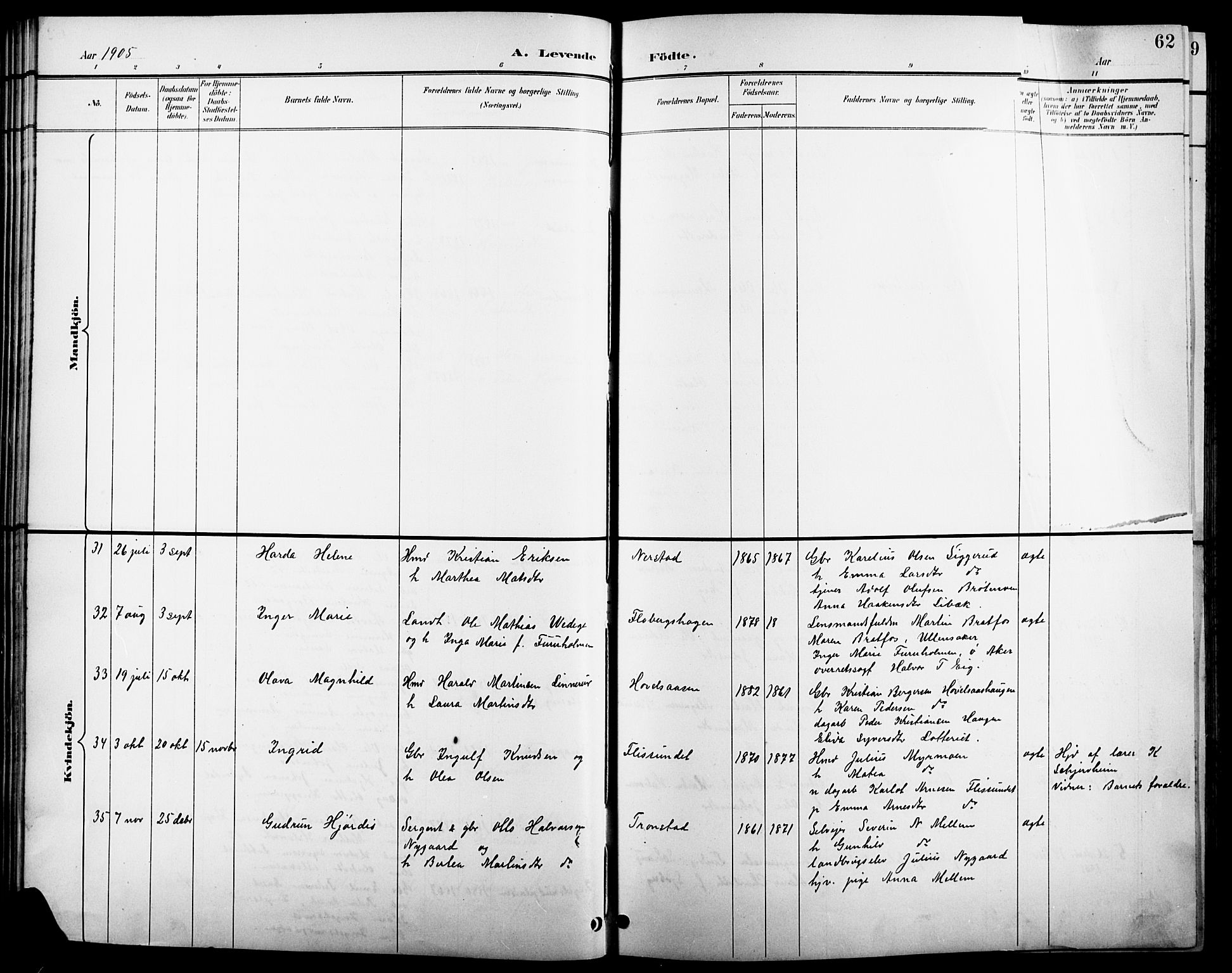 Åsnes prestekontor, AV/SAH-PREST-042/H/Ha/Hab/L0004: Parish register (copy) no. 4, 1895-1909, p. 62