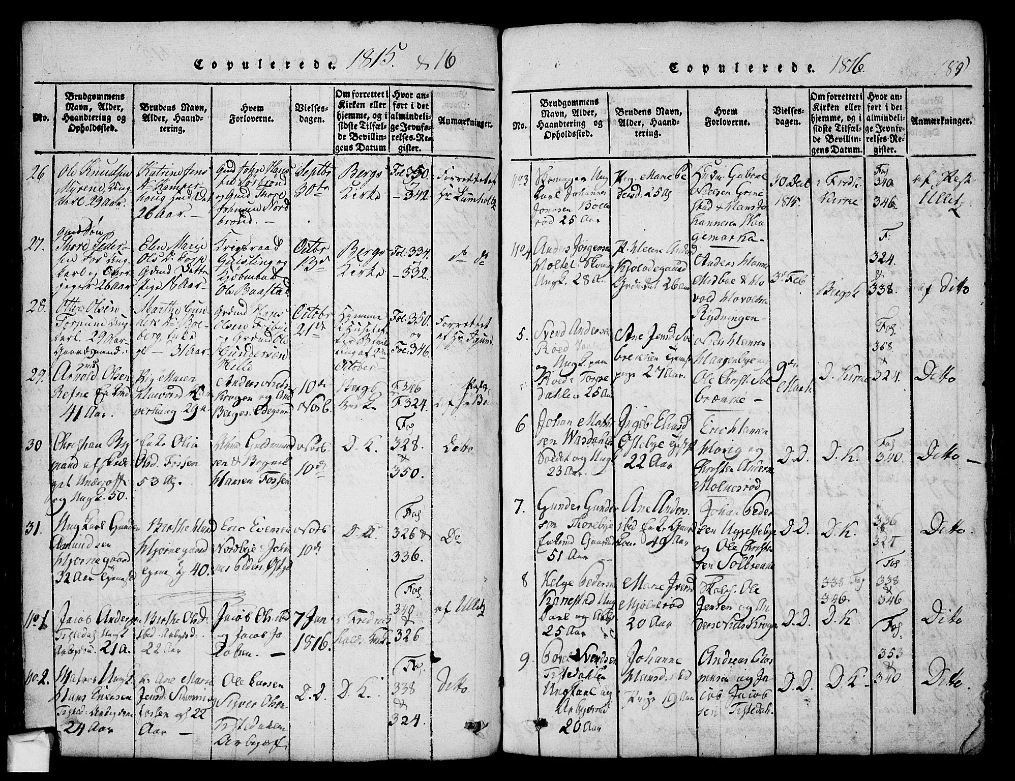 Berg prestekontor Kirkebøker, AV/SAO-A-10902/F/Fa/L0002: Parish register (official) no. I 2, 1815-1831, p. 189